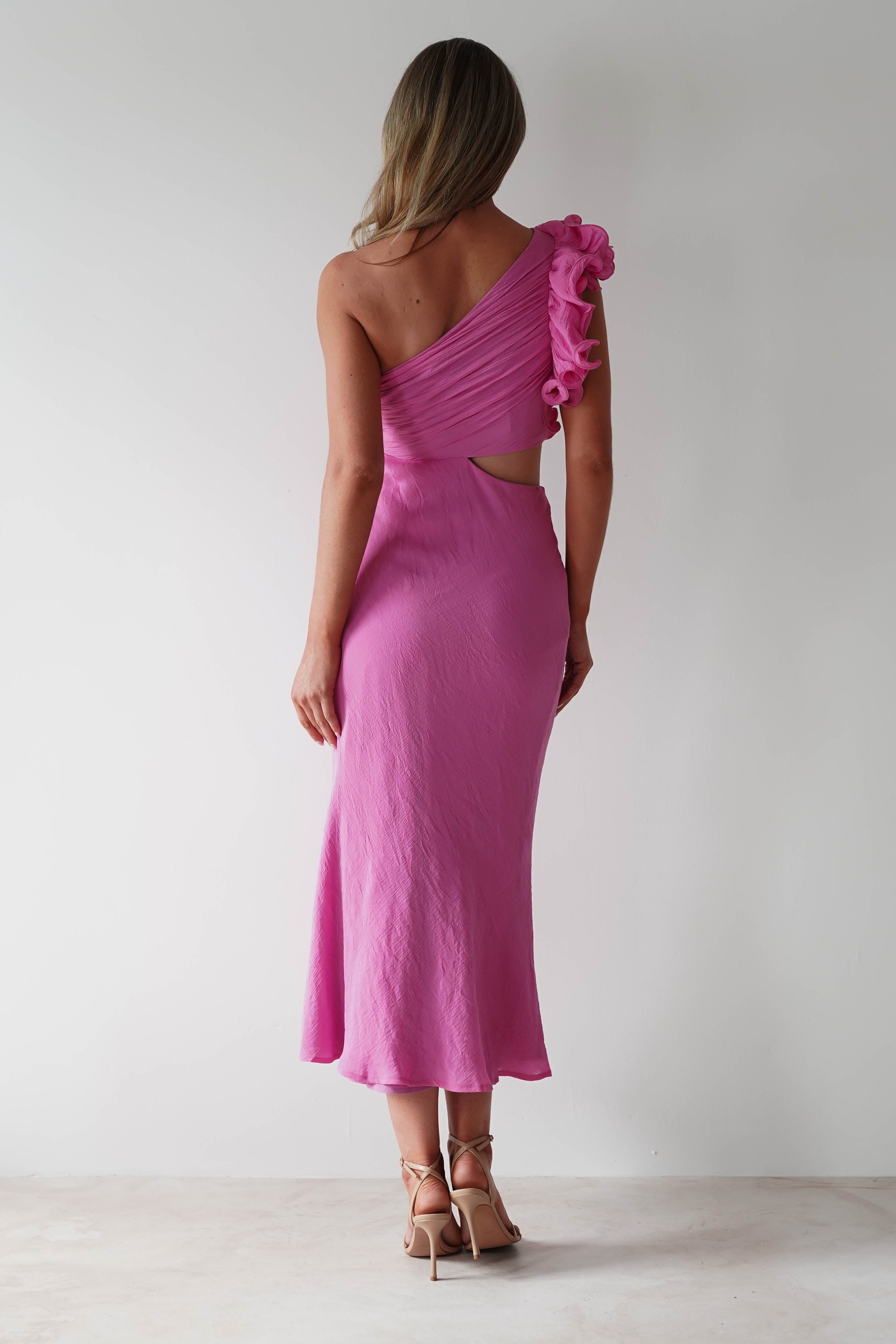 Logen Ruffle Sleeve Midaxi | Pink - Oh Hello Clothing