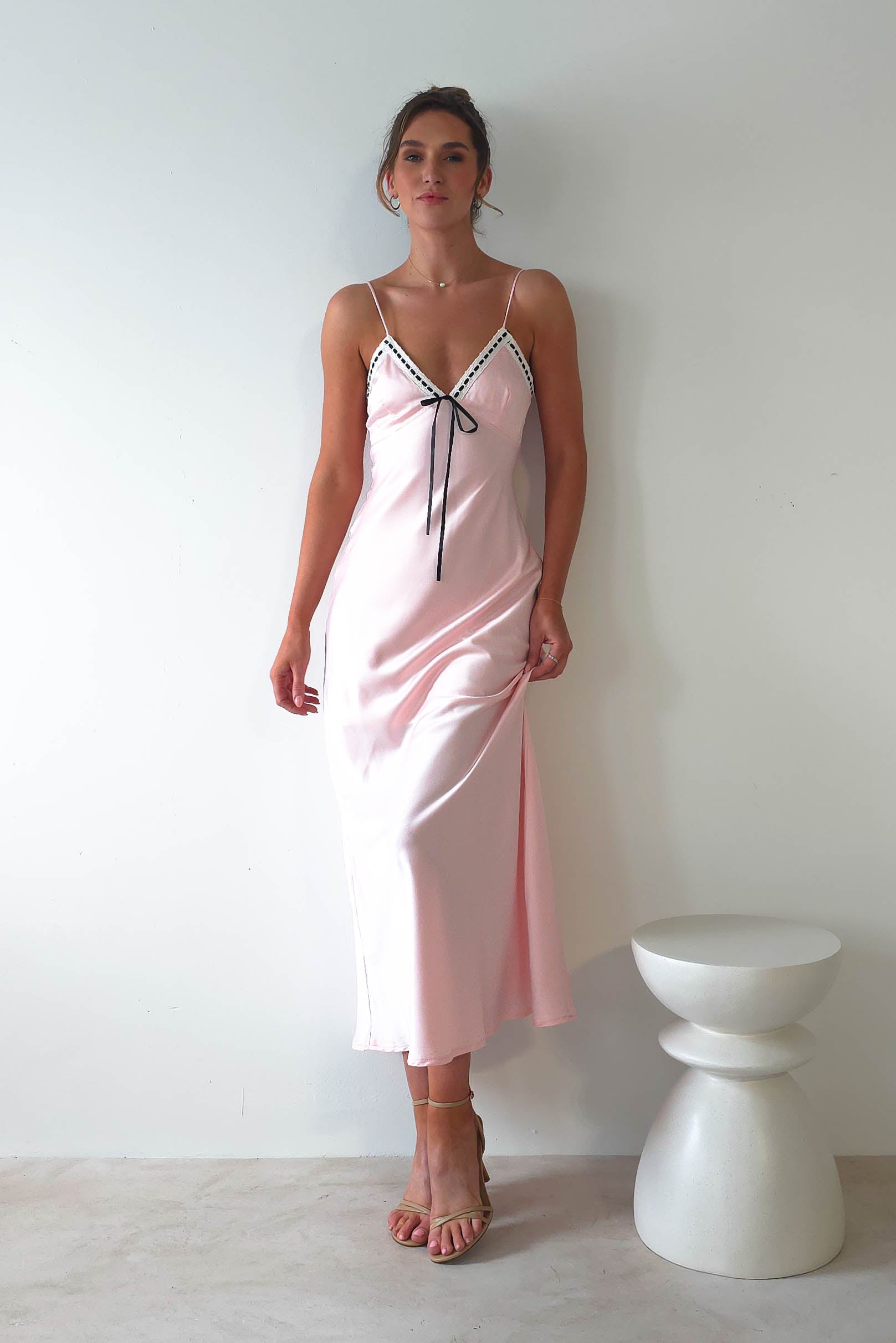 Lottie Soft Satin Slip Maxi Dress | Rose Pink - Oh Hello Clothing