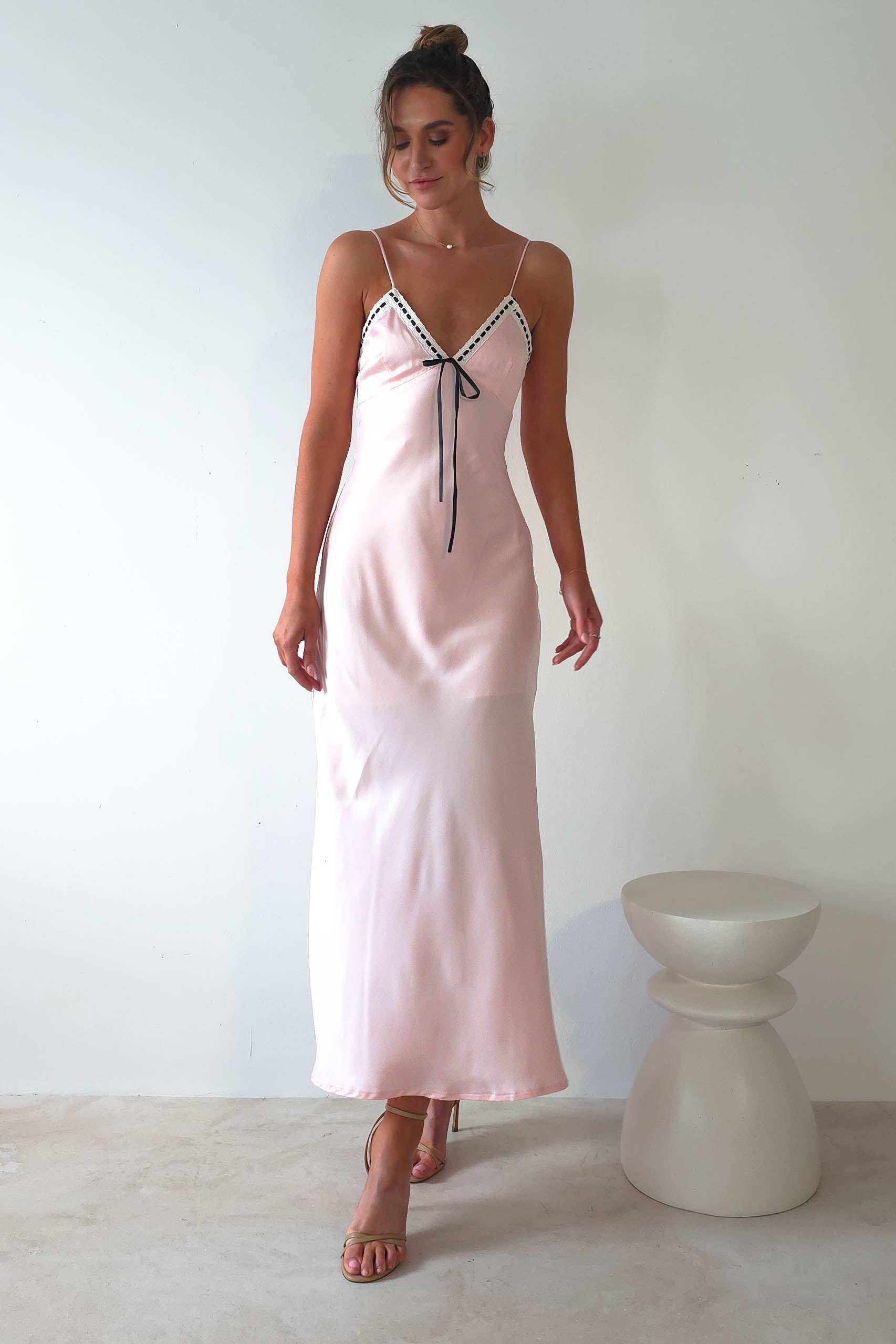 Lottie Soft Satin Slip Maxi Dress | Rose Pink - Oh Hello Clothing