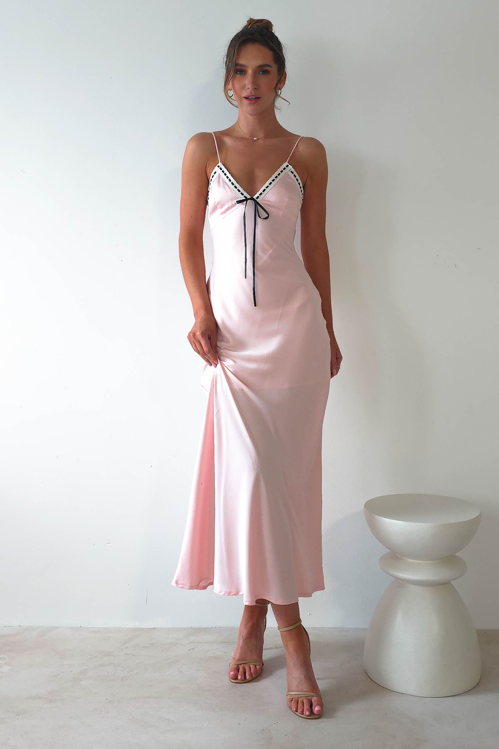 Lottie Soft Satin Slip Maxi Dress | Rose Pink - Oh Hello Clothing