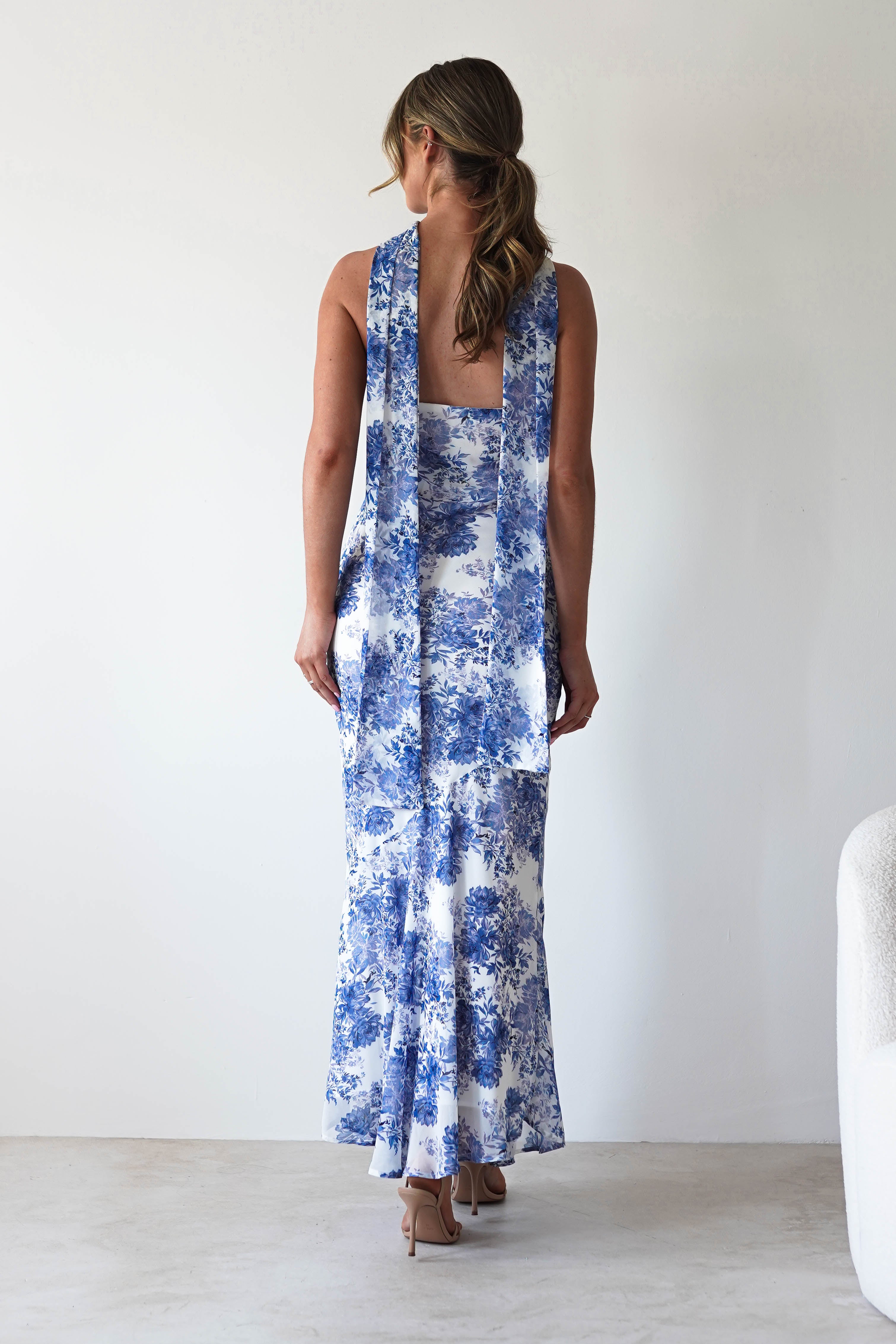 Charlene Floral Chiffon Maxi Dress | Blue Print | Oh Hello Clothing | S (8)