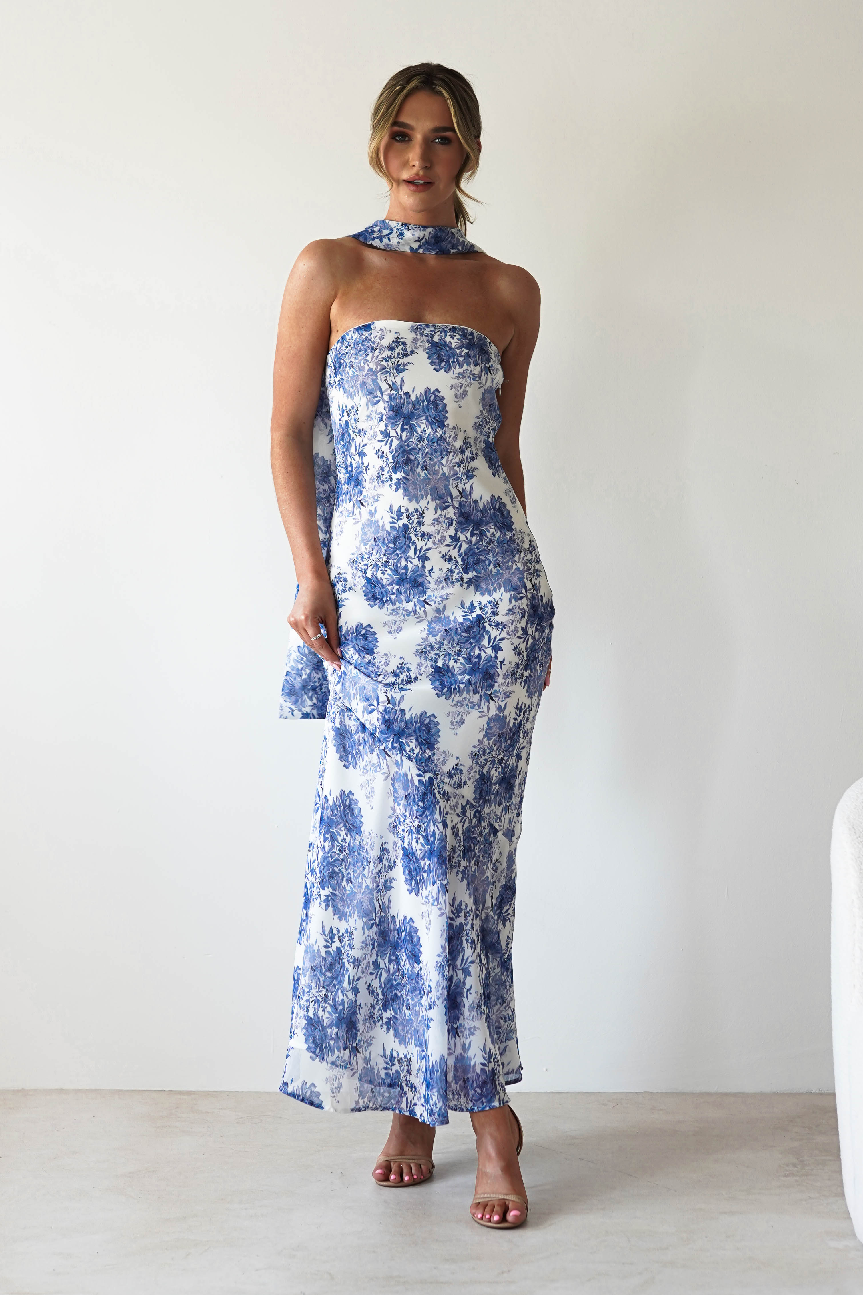 Charlene Floral Chiffon Maxi Dress | Blue Print | Oh Hello Clothing | S (8)