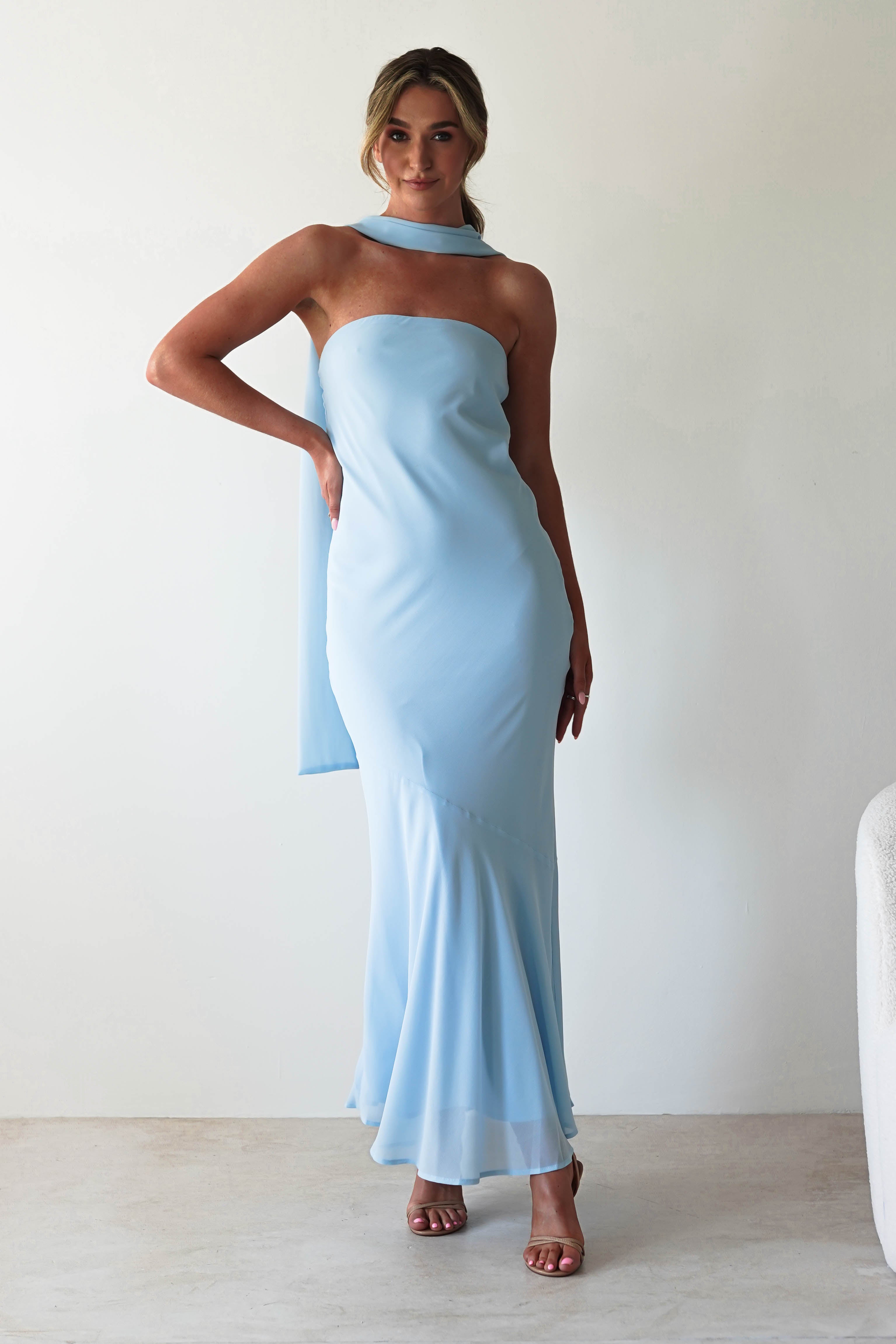 Carli Strapless Chiffon Maxi Dress | Blue | Oh Hello Clothing | S (8)