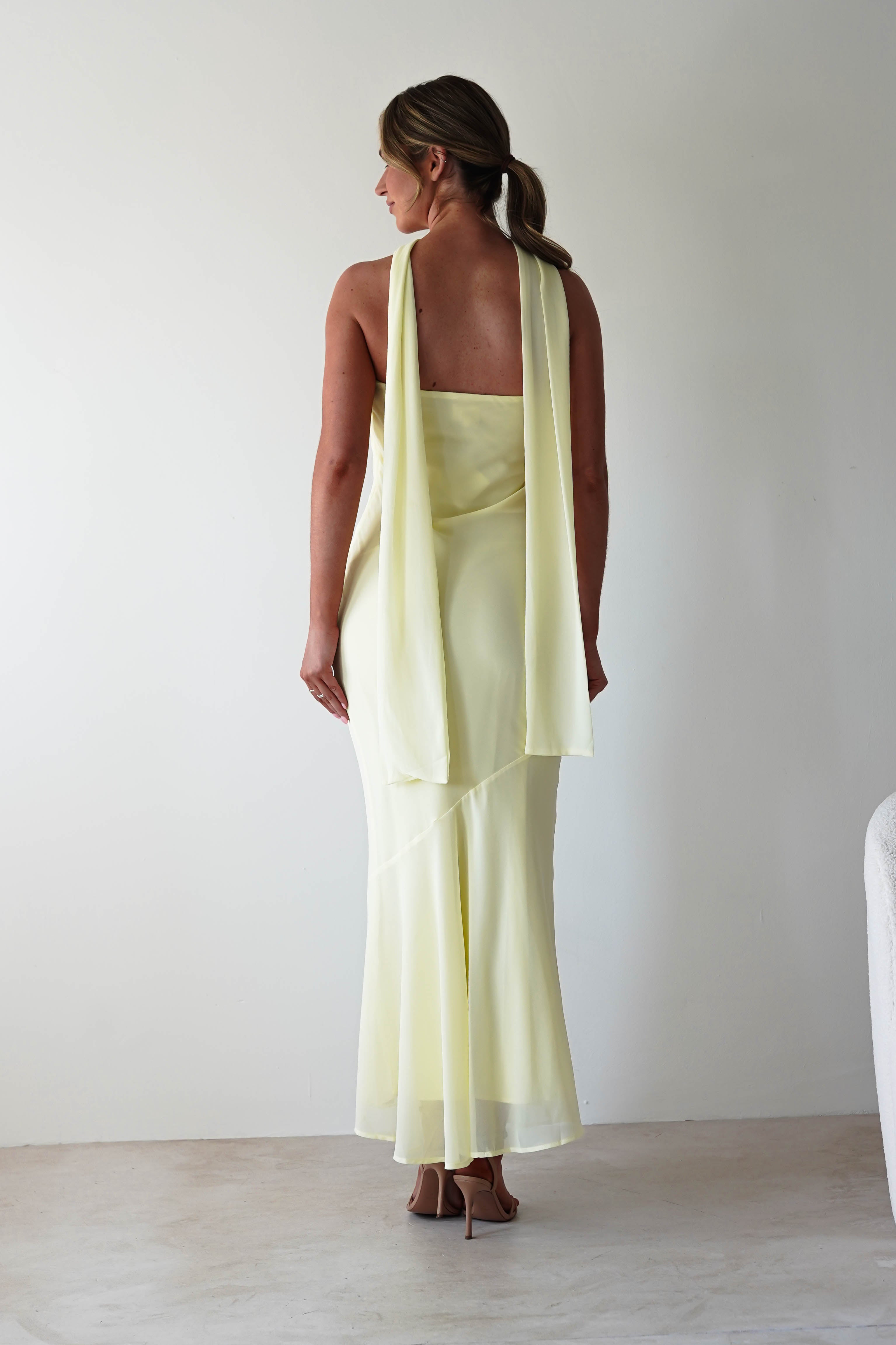 Carli Strapless Chiffon Maxi Dress | Yellow | Oh Hello Clothing | S (8)