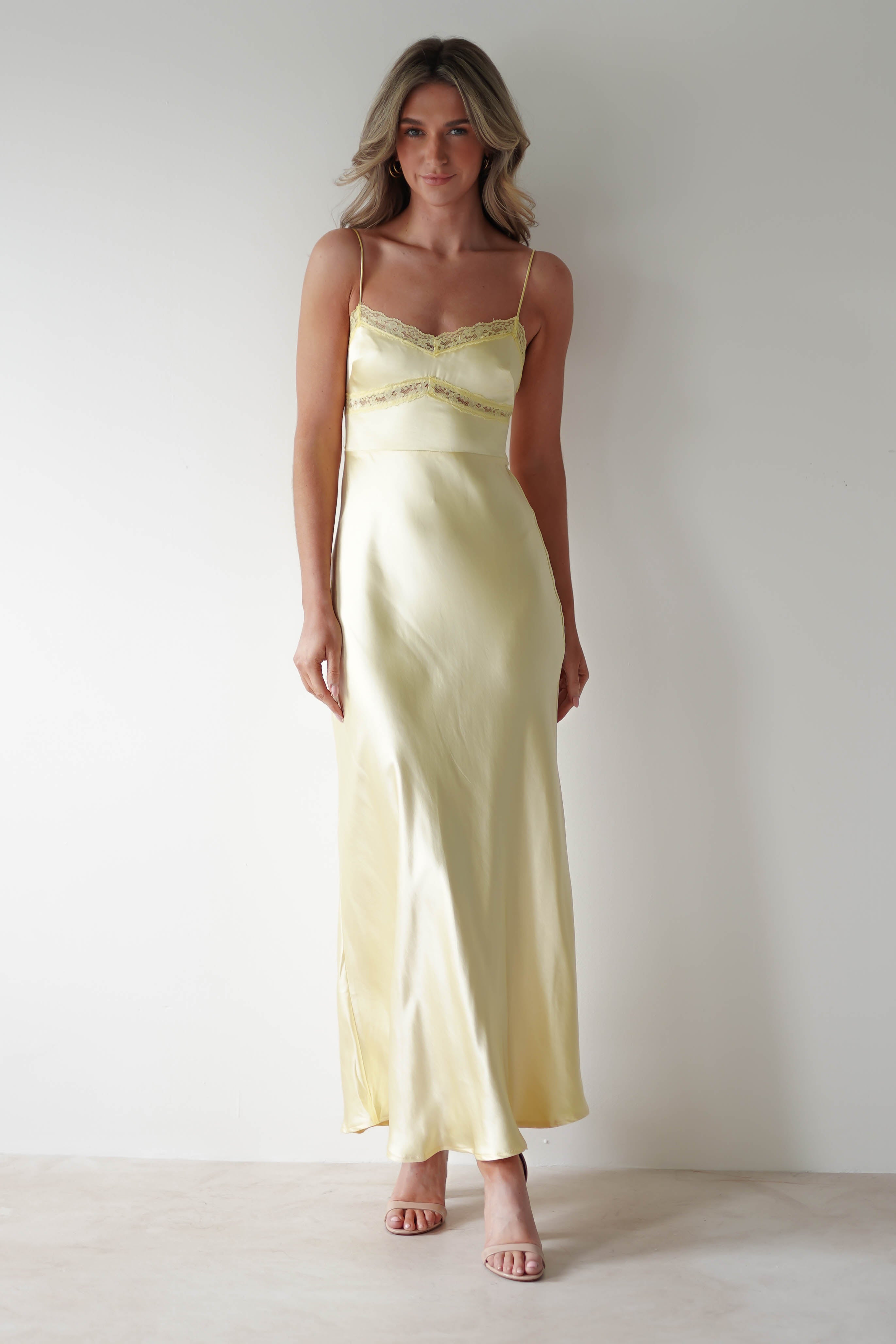 Sophia Soft Lace Maxi Dress | Yellow - Oh Hello Clothing