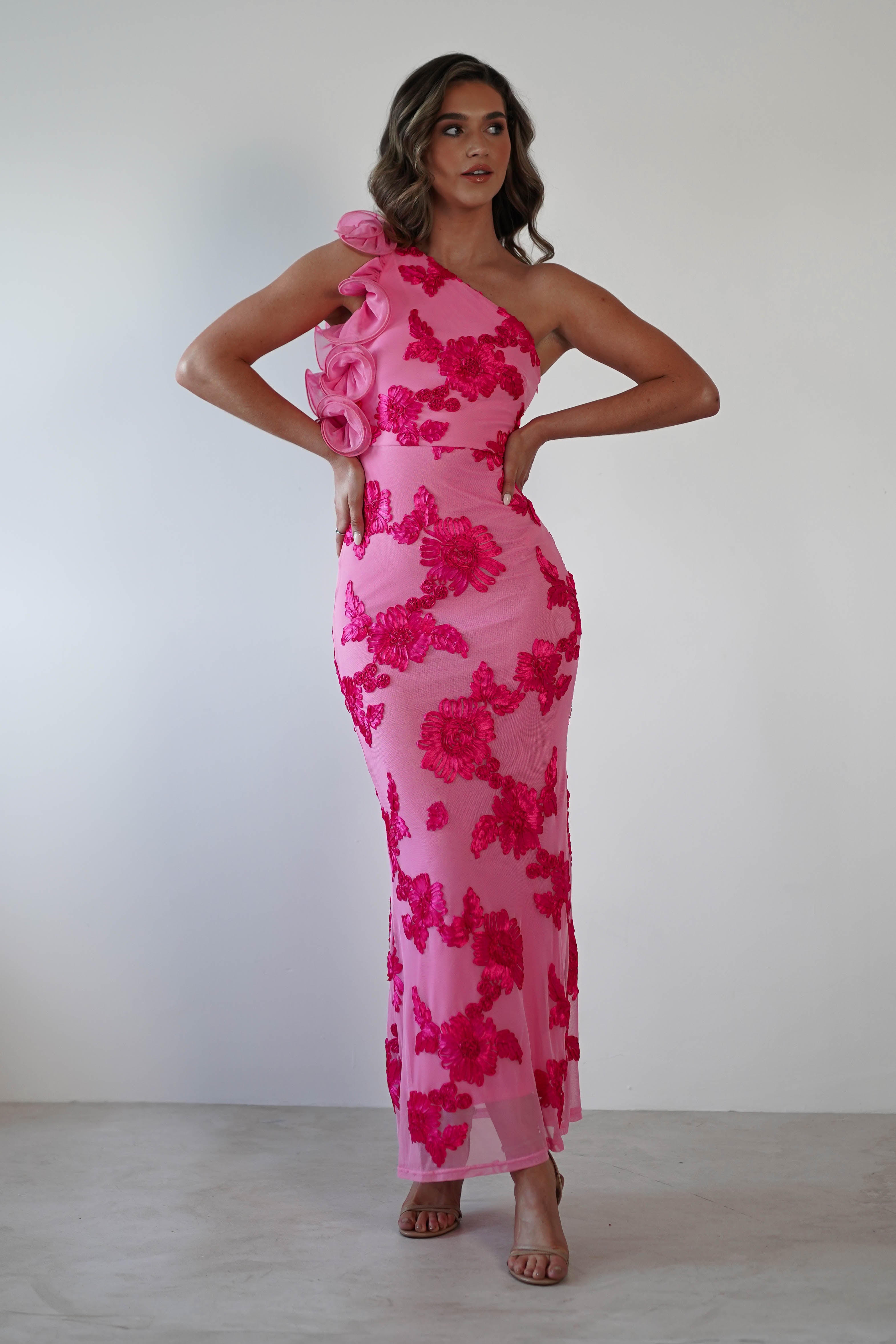 Sydney Bodycon Maxi Dress | Pink Print - Oh Hello Clothing