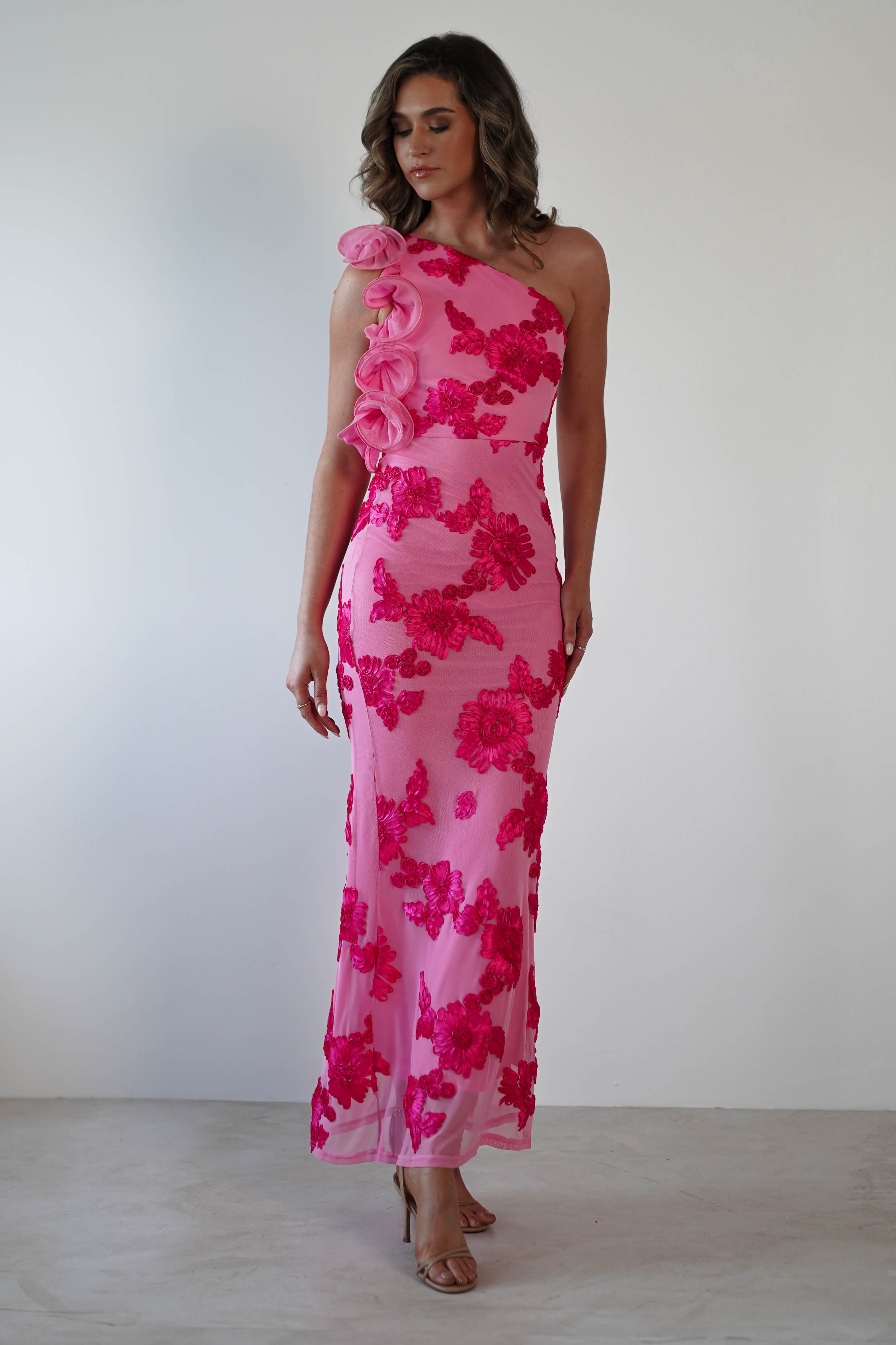 Sydney Bodycon Maxi Dress | Pink Print - Oh Hello Clothing