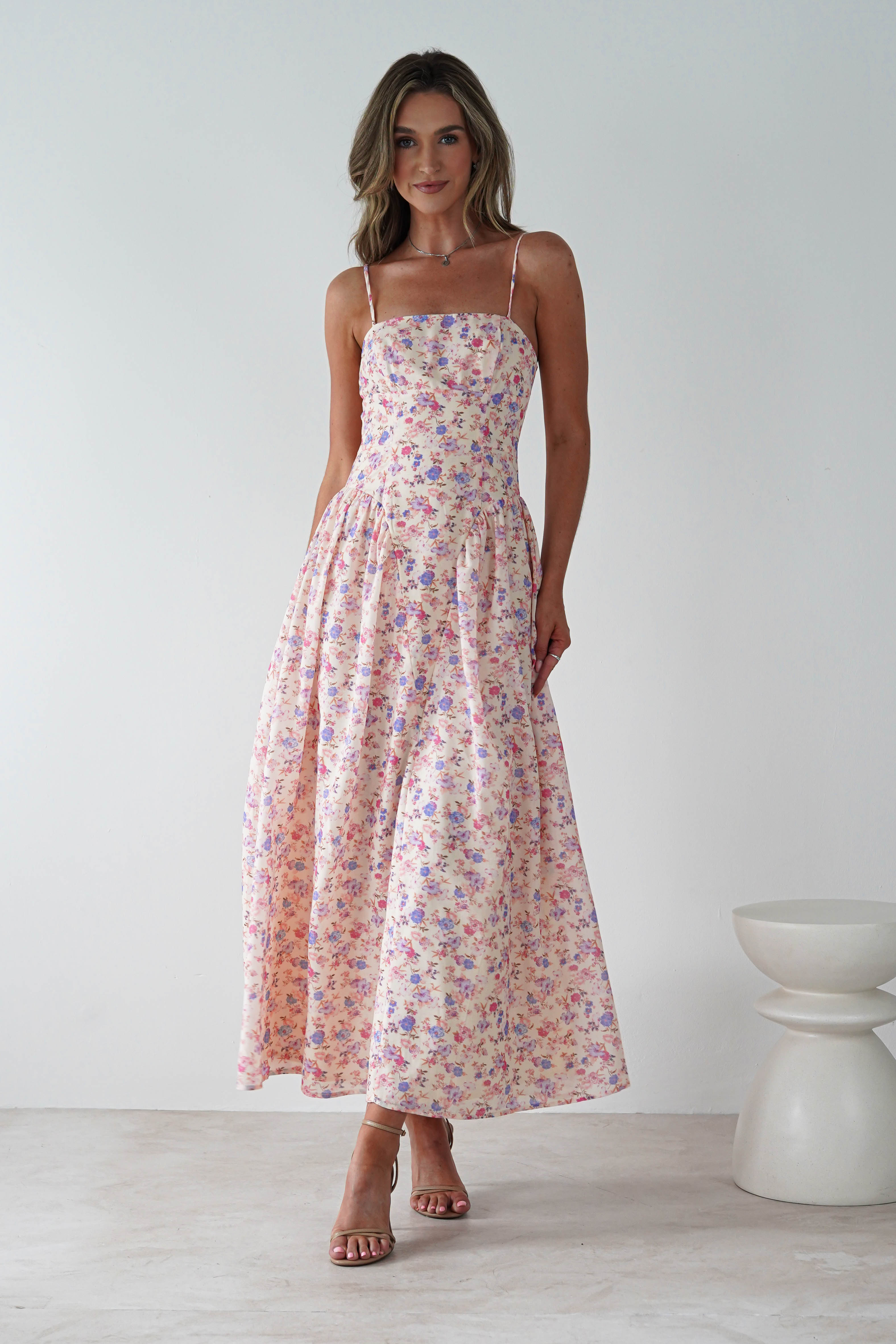 Elodie Floral Print Maxi Dress | Cream | Oh Hello Clothing | XS (6)