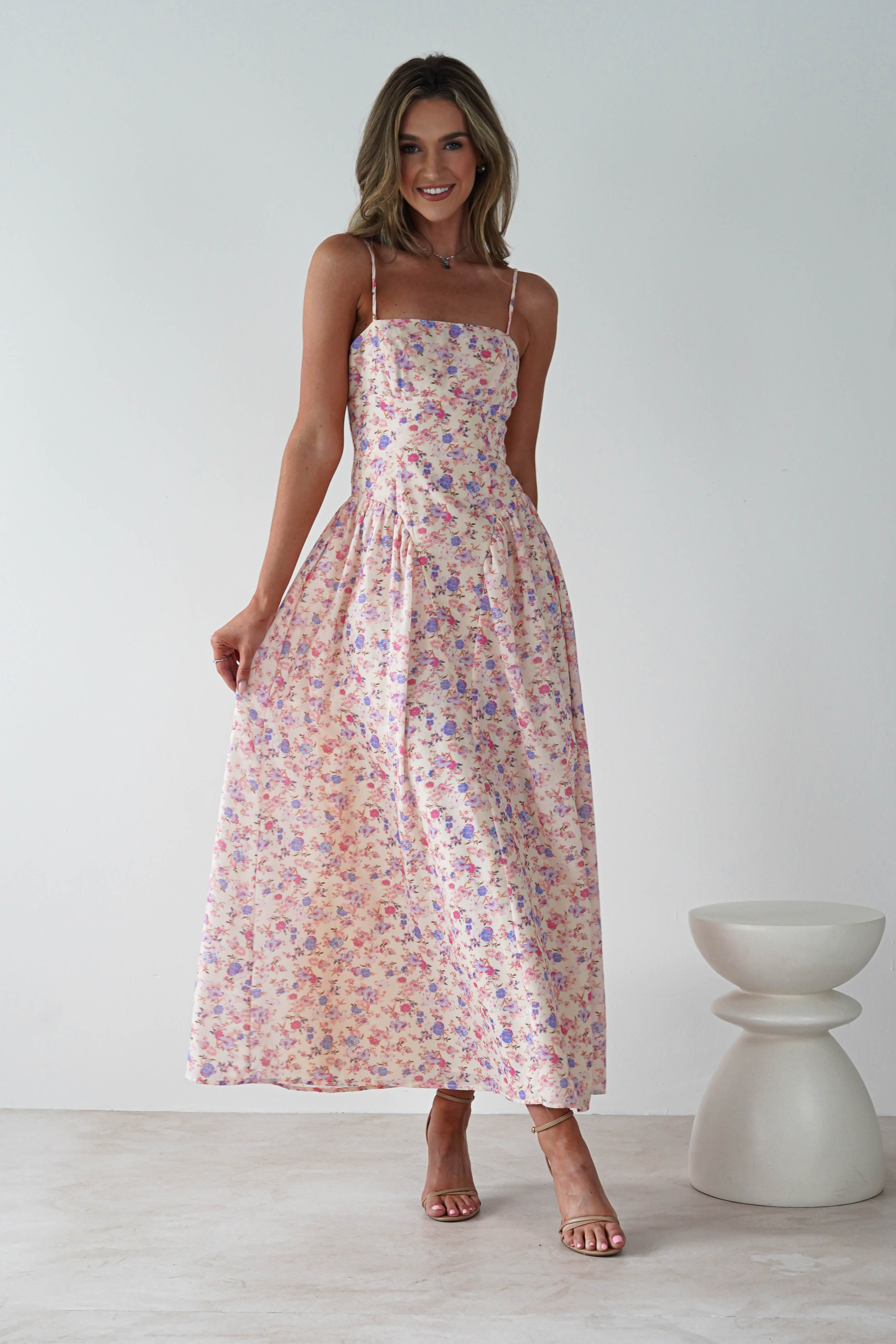 Elodie Floral Print Maxi Dress | Cream | Oh Hello Clothing | XS (6)