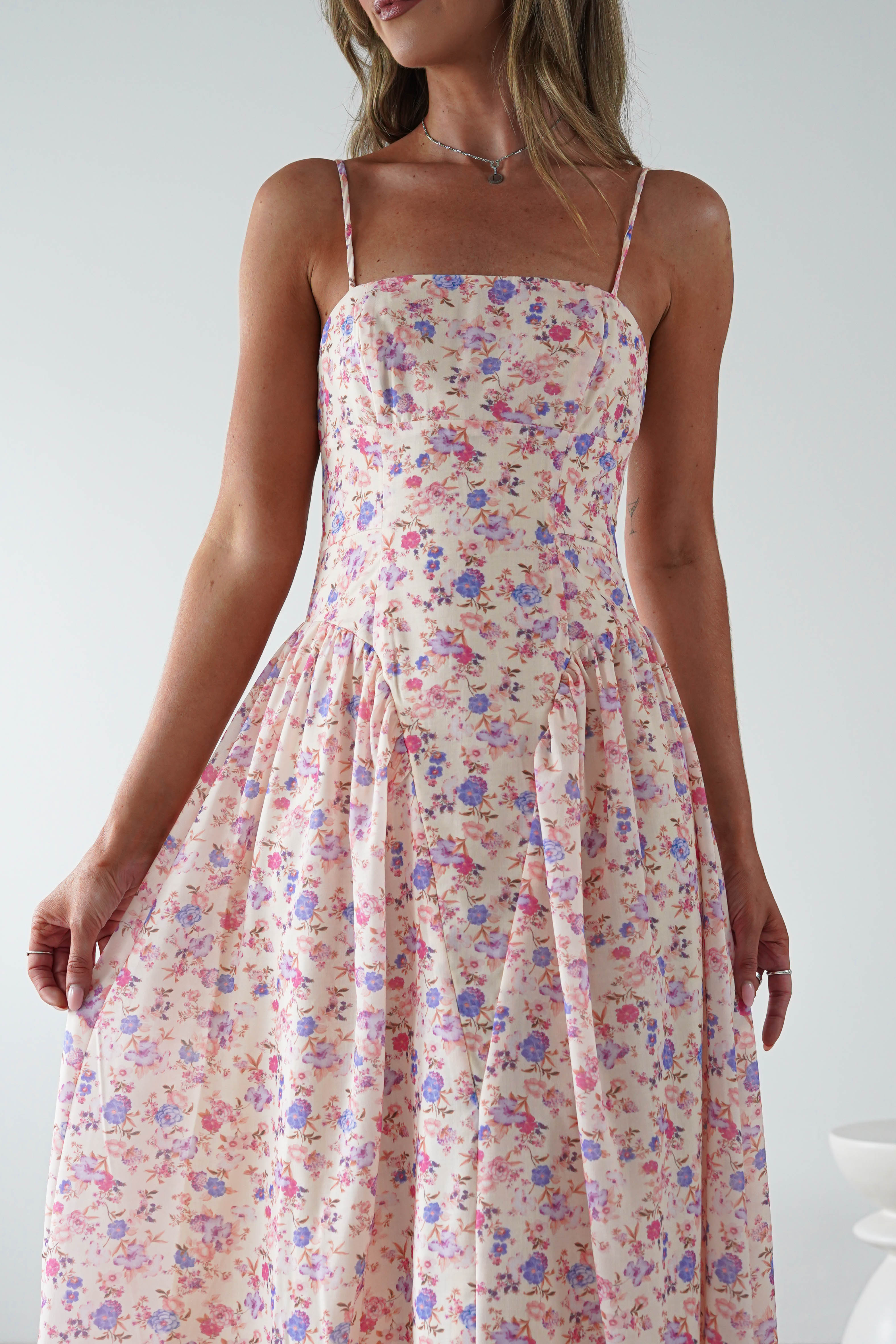 Elodie Floral Print Maxi Dress | Cream | Oh Hello Clothing | XS (6)