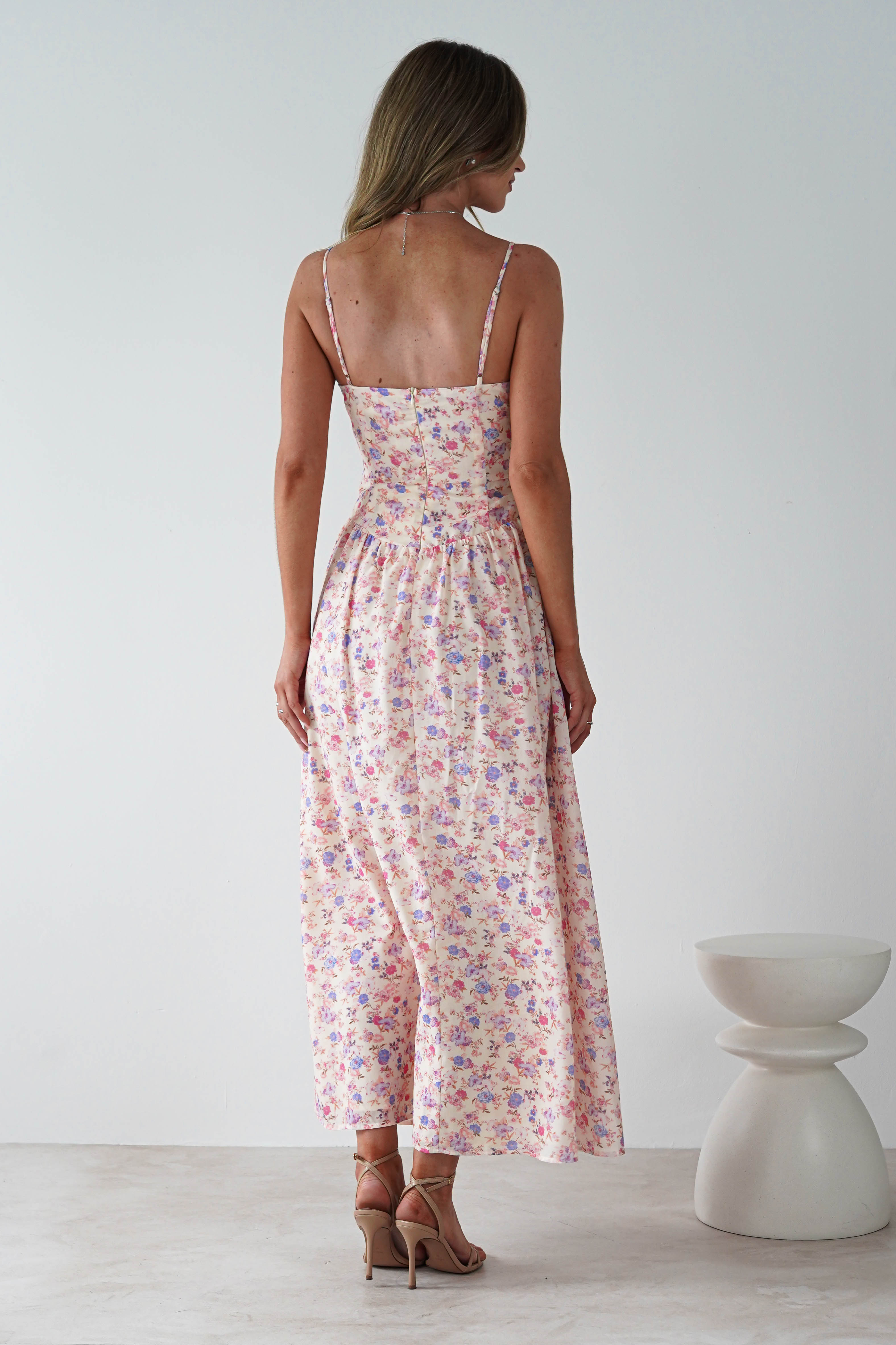 Elodie Floral Print Maxi Dress | Cream | Oh Hello Clothing | XS (6)