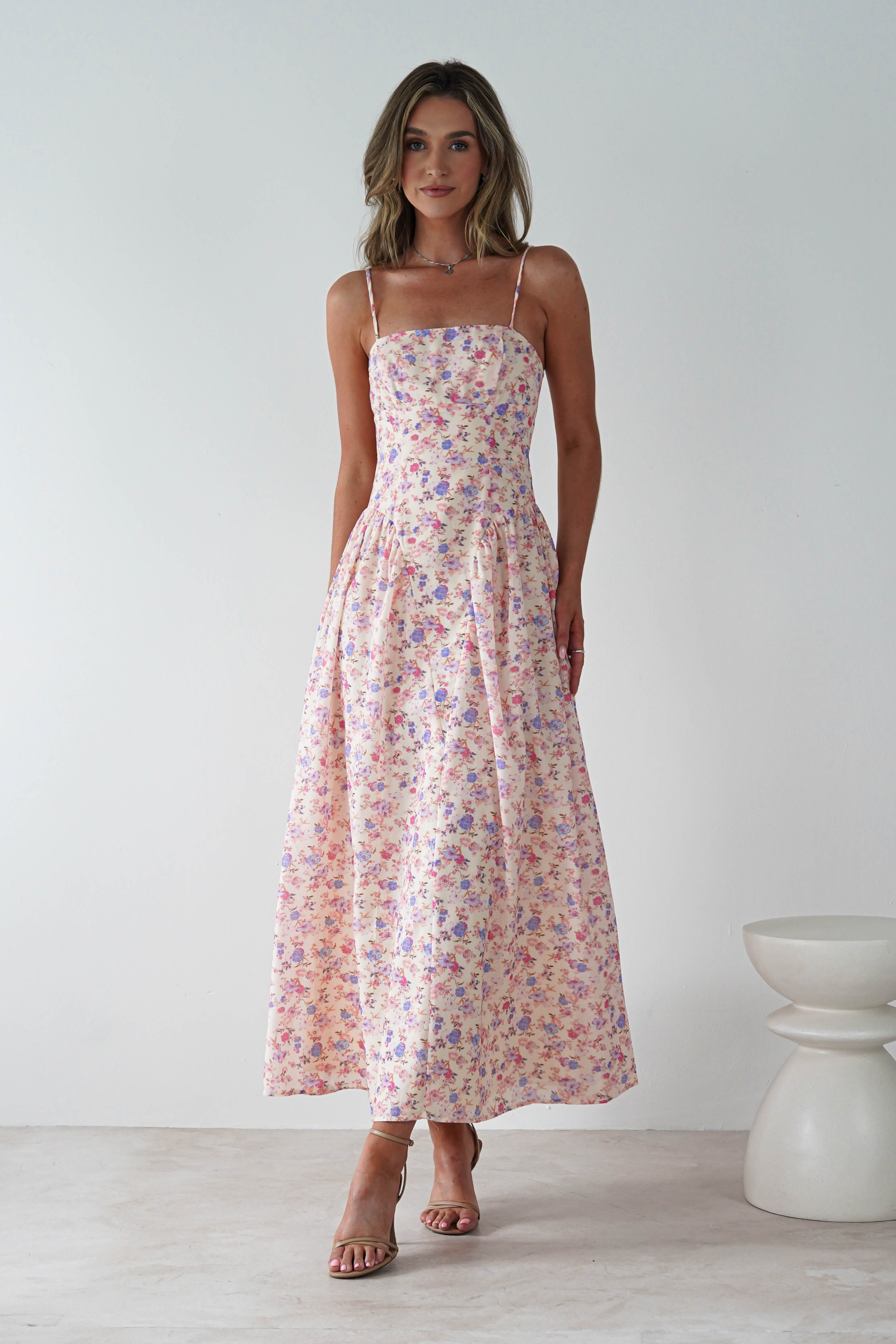 Elodie Floral Print Maxi Dress | Cream | Oh Hello Clothing | XS (6)