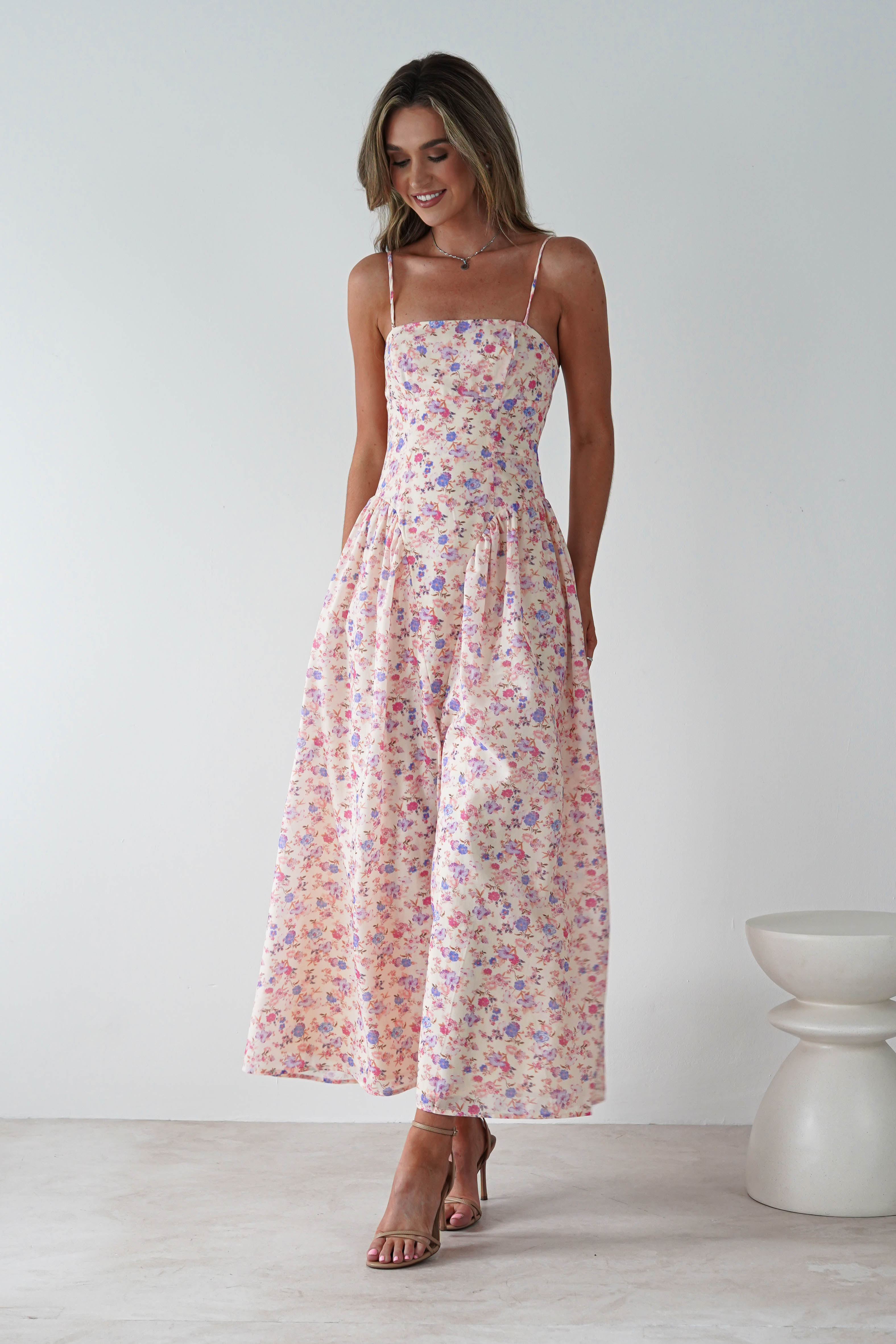 Elodie Floral Print Maxi Dress | Cream | Oh Hello Clothing | XS (6)
