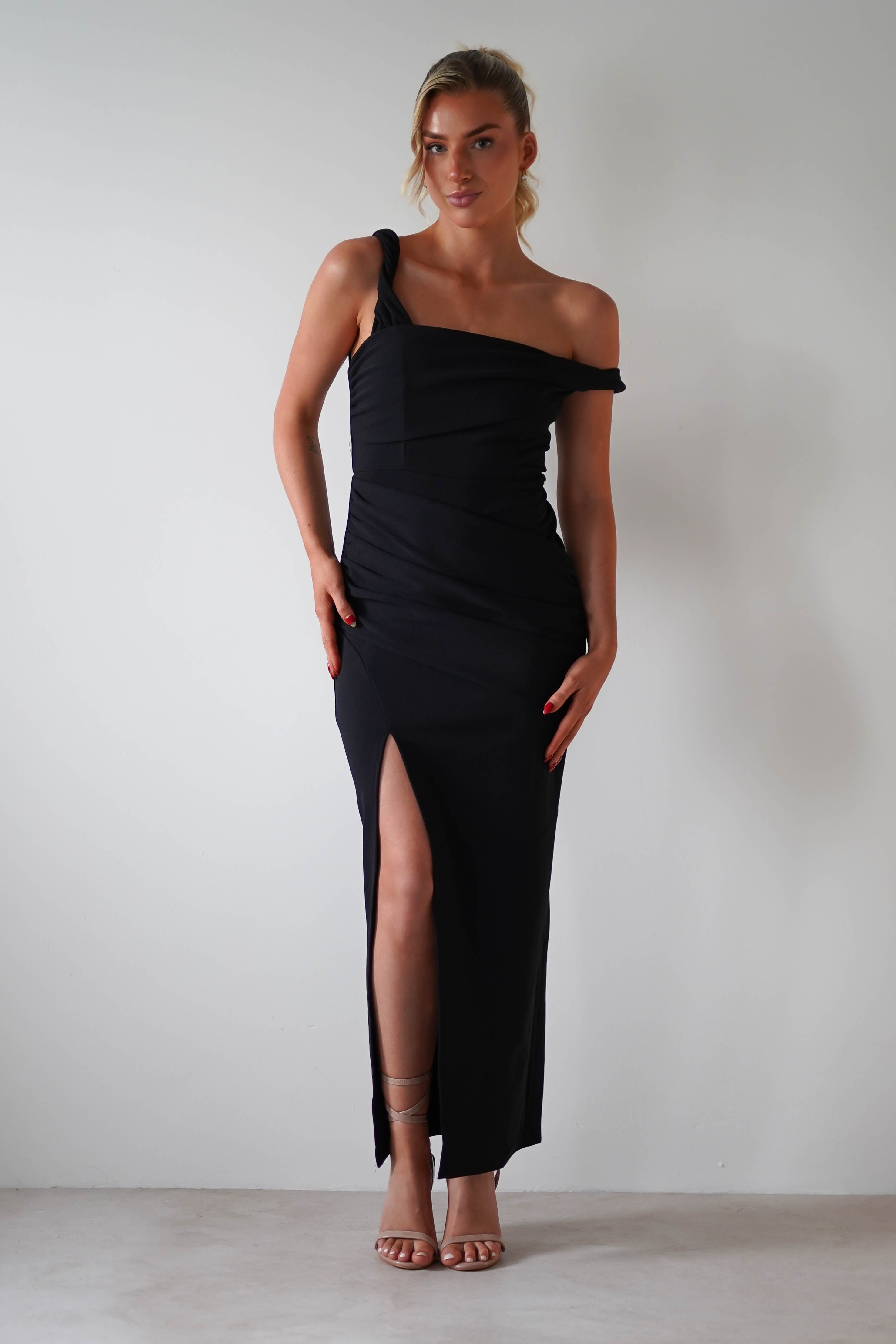 Eloise Bodycon Midaxi Dress | Black | Oh Hello Clothing | XS (6)