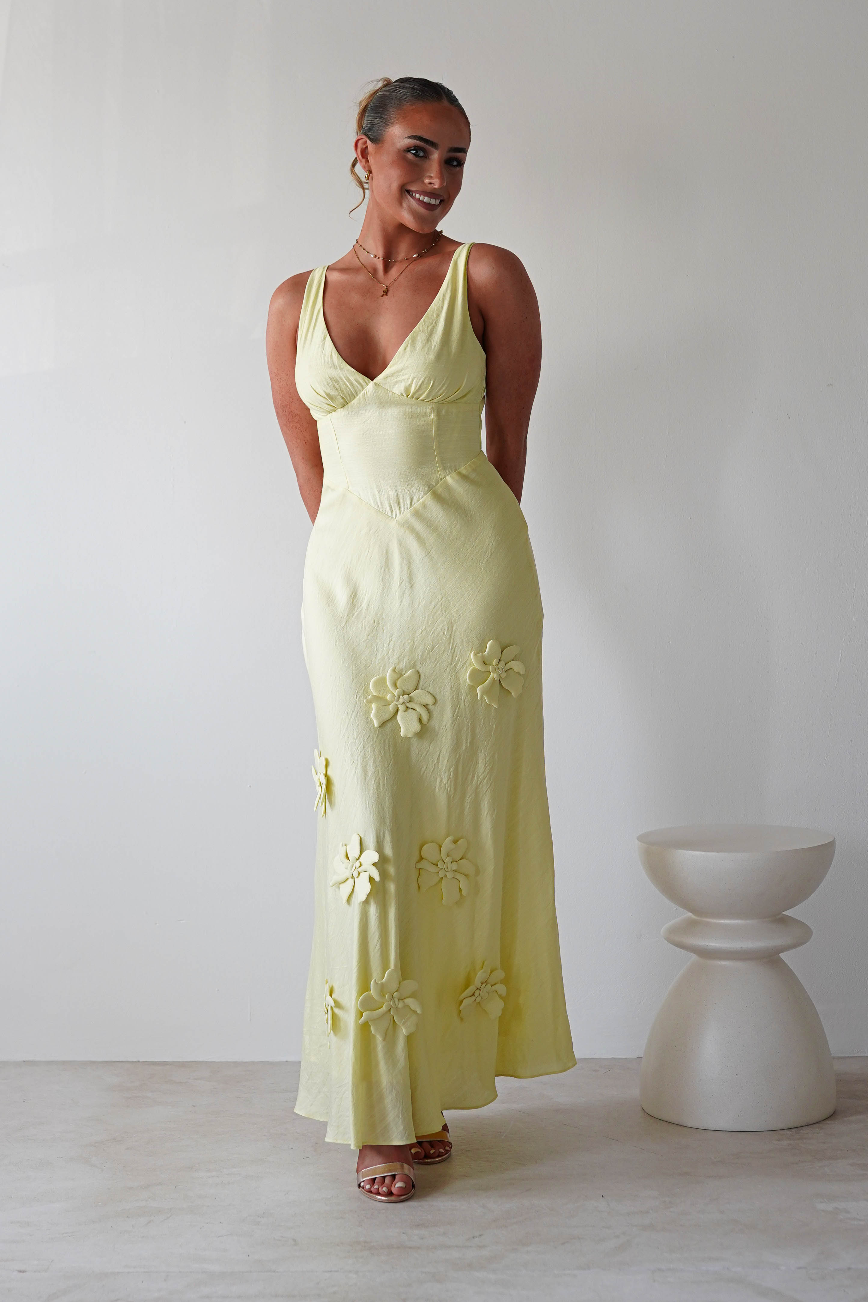 Hailey Cotton Floral Detail Maxi | Yellow | Oh Hello Clothing | XS (6)