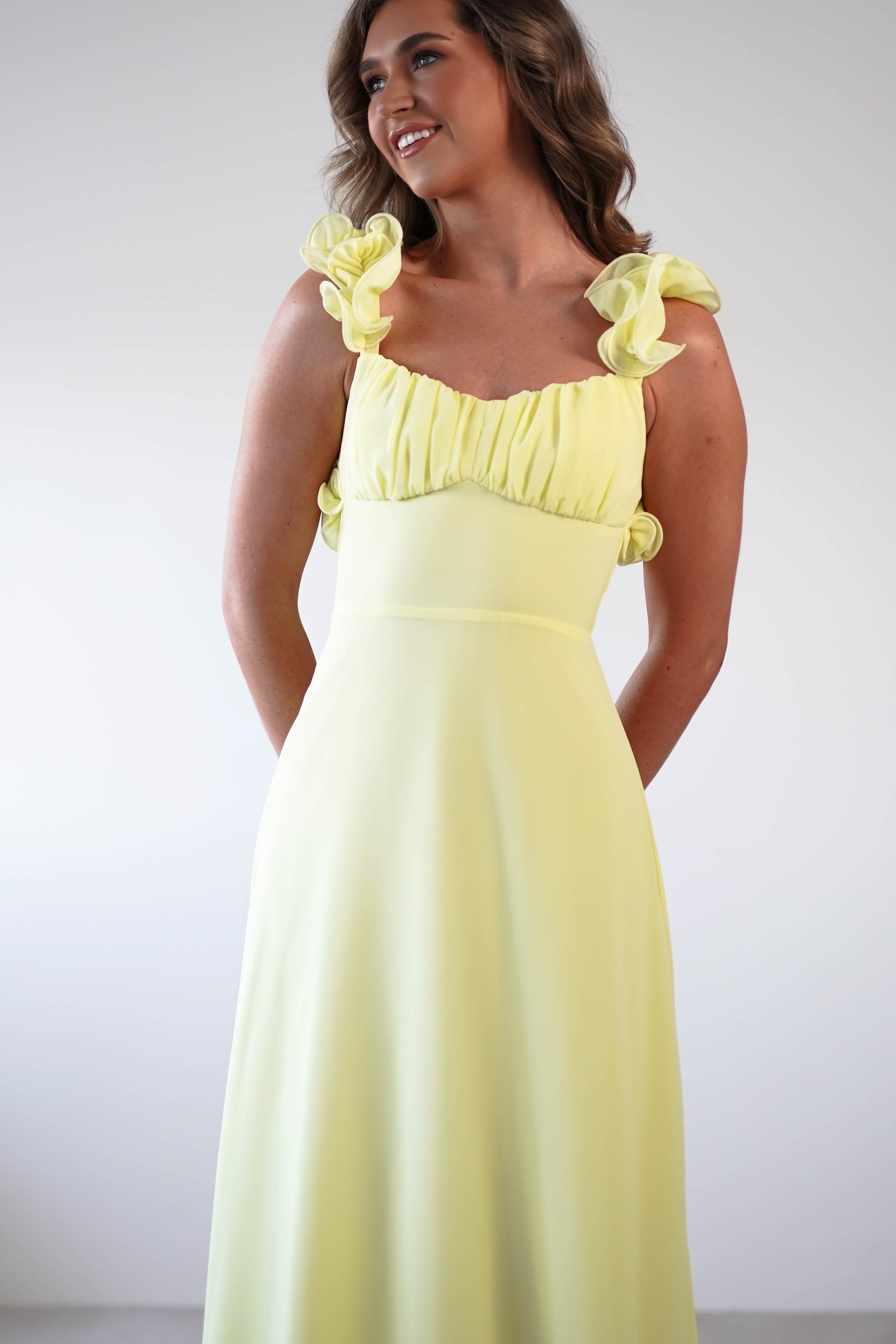 Sadie Ruffle Sleeve Maxi Dress | Yellow | Oh Hello Clothing | XS (6)
