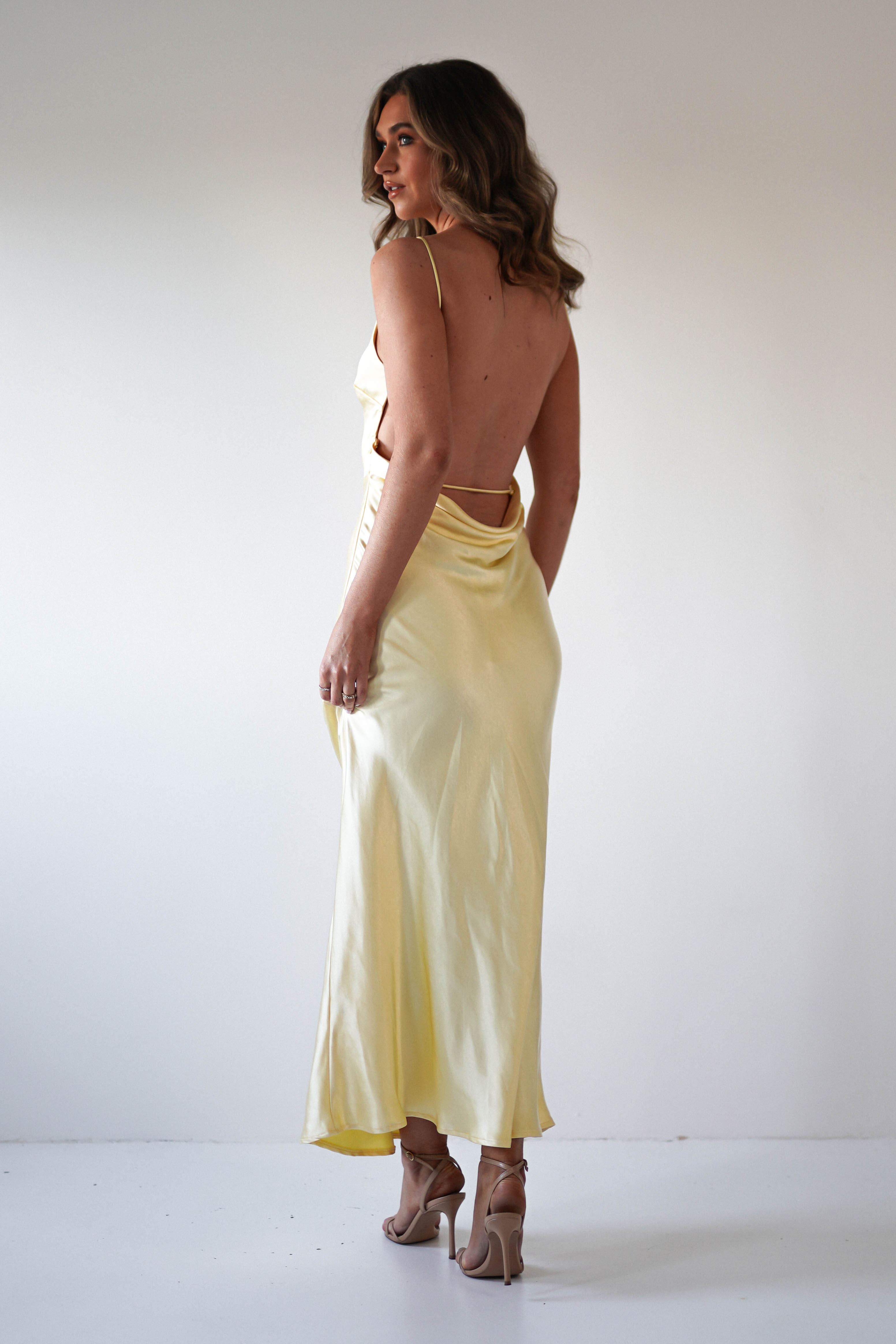 Bayleigh Soft Satin Maxi Dress | Yellow - Oh Hello Clothing
