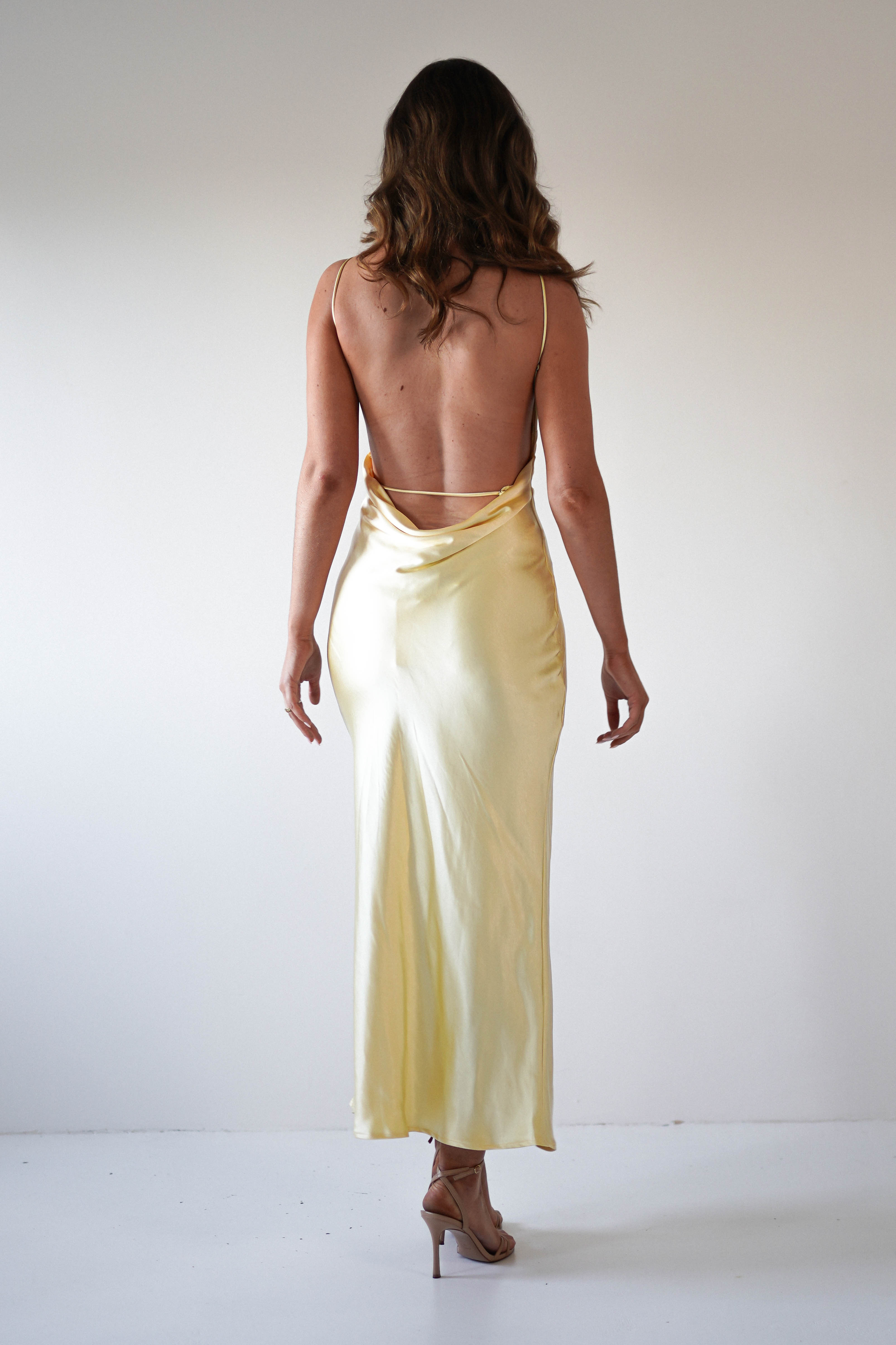 Bayleigh Soft Satin Maxi Dress | Yellow - Oh Hello Clothing