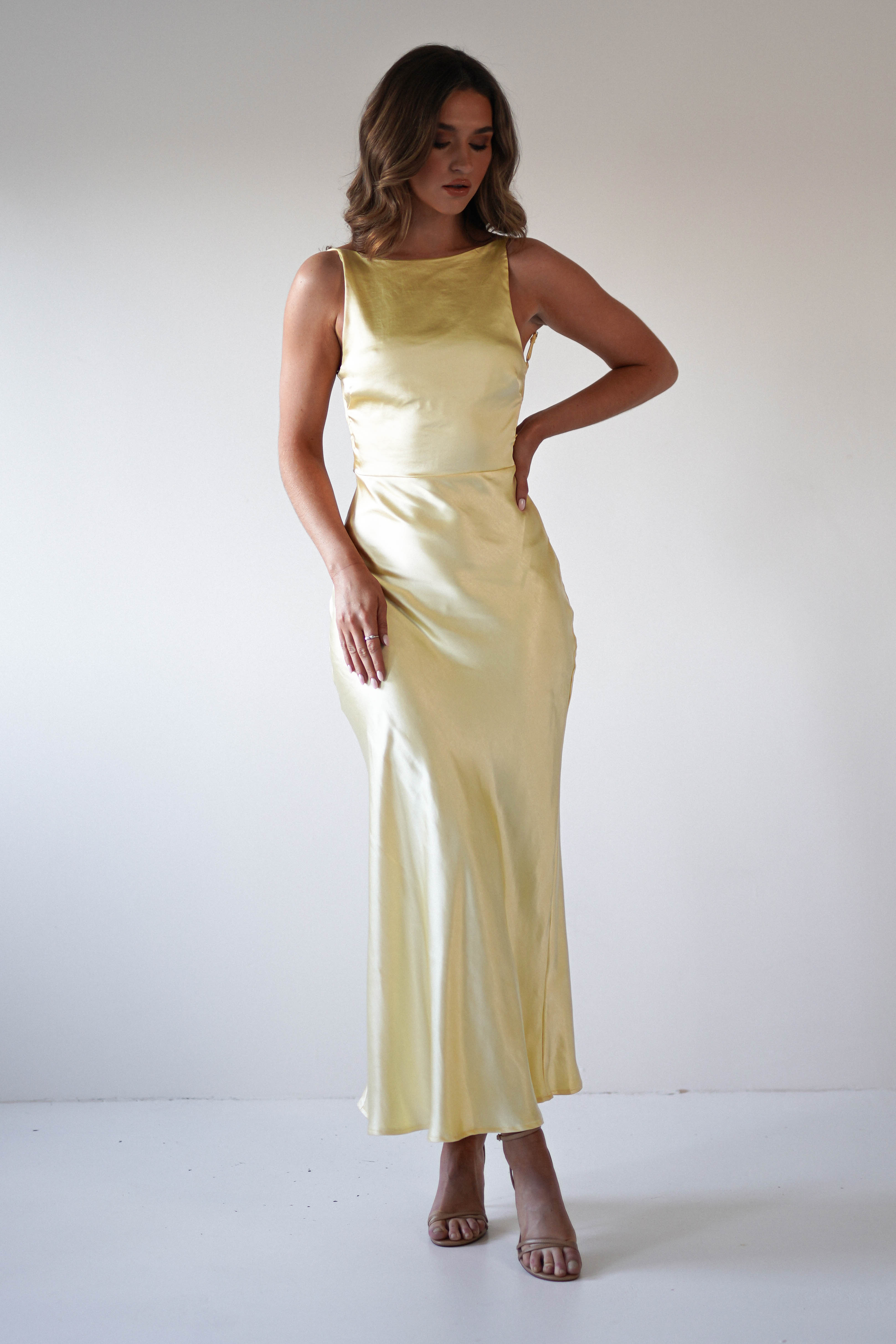 Bayleigh Soft Satin Maxi Dress | Yellow - Oh Hello Clothing