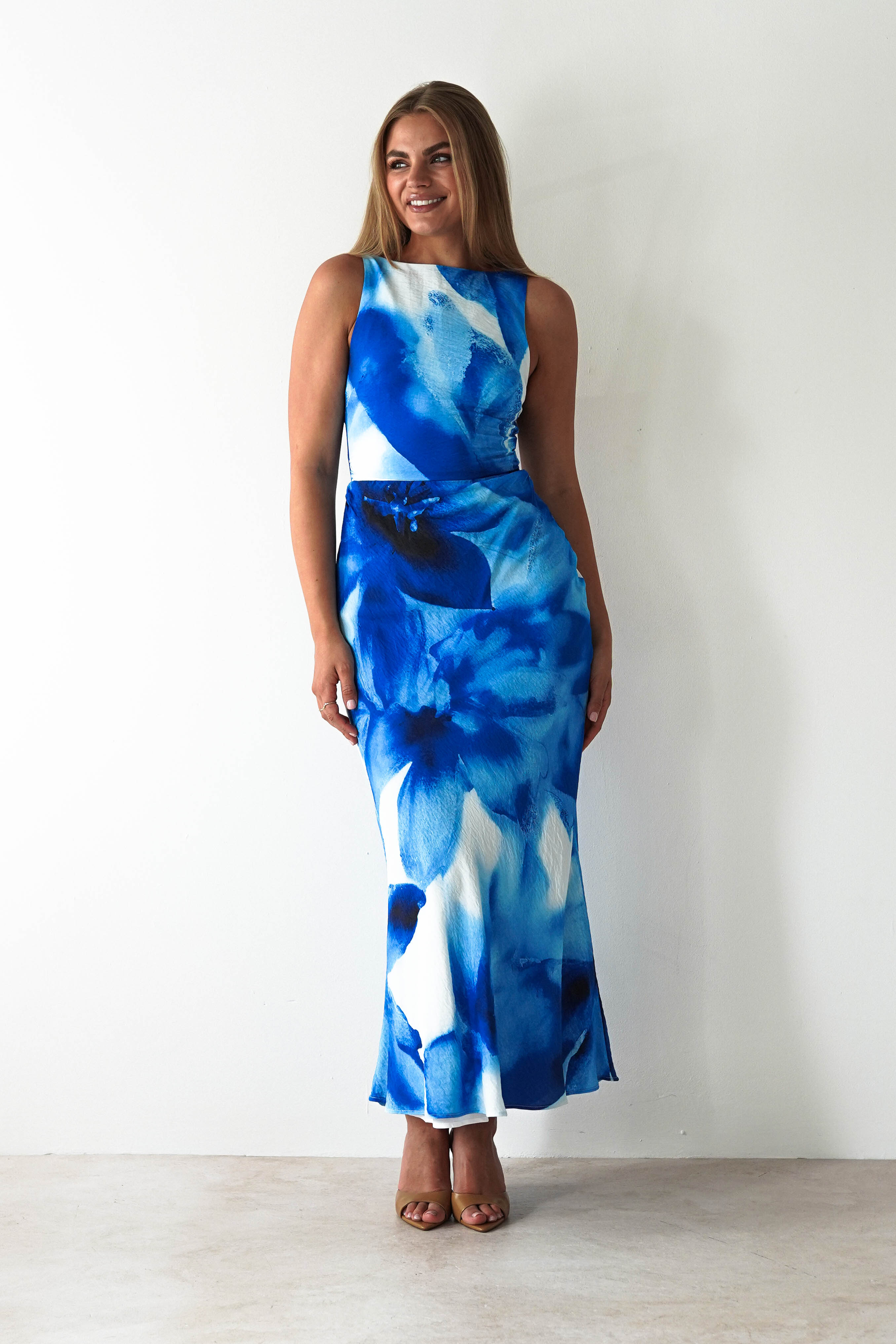 Ellarose Square Neck Maxi Dress | Blue Print | Oh Hello Clothing | XS (6)