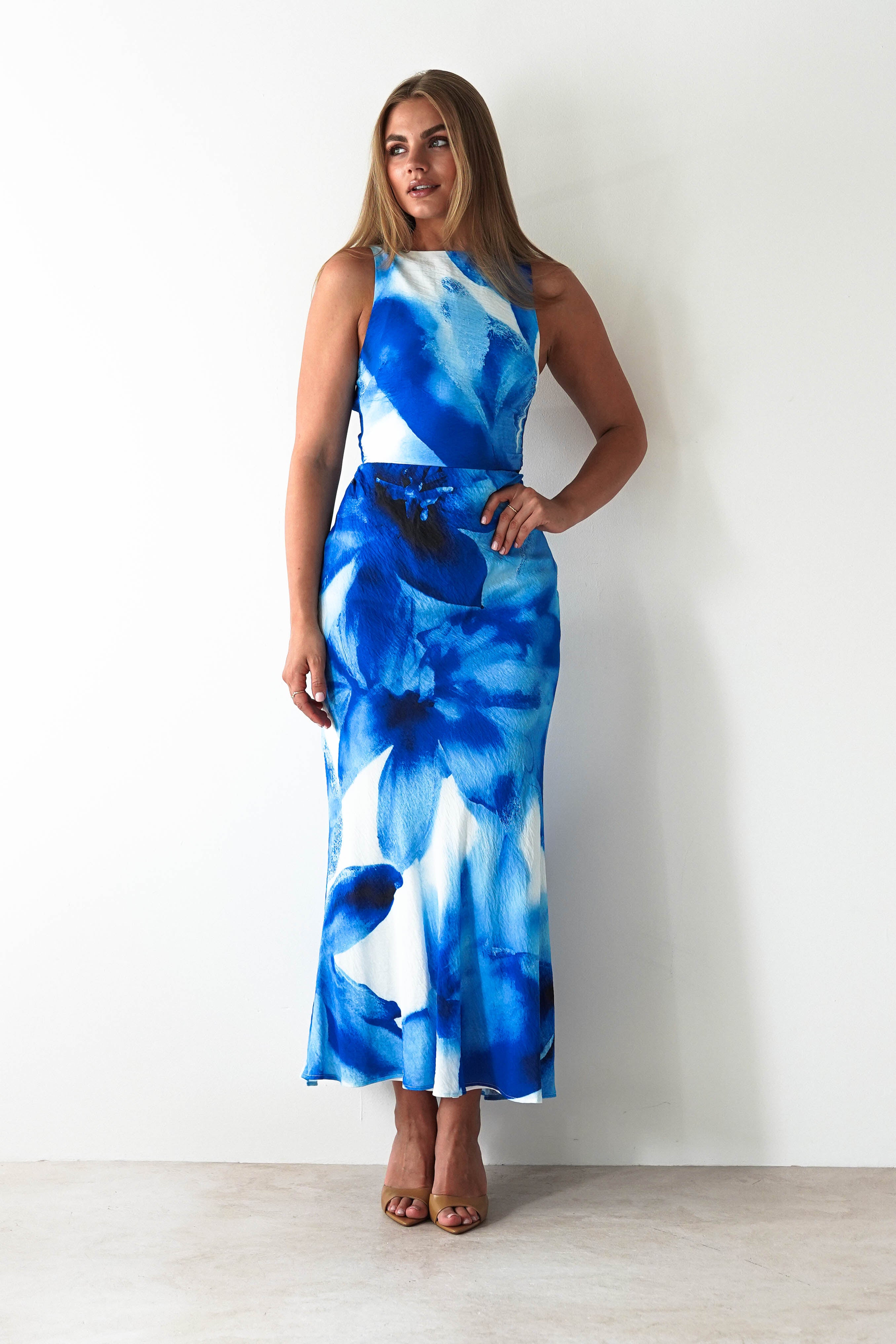 Ellarose Square Neck Maxi Dress | Blue Print | Oh Hello Clothing | XS (6)