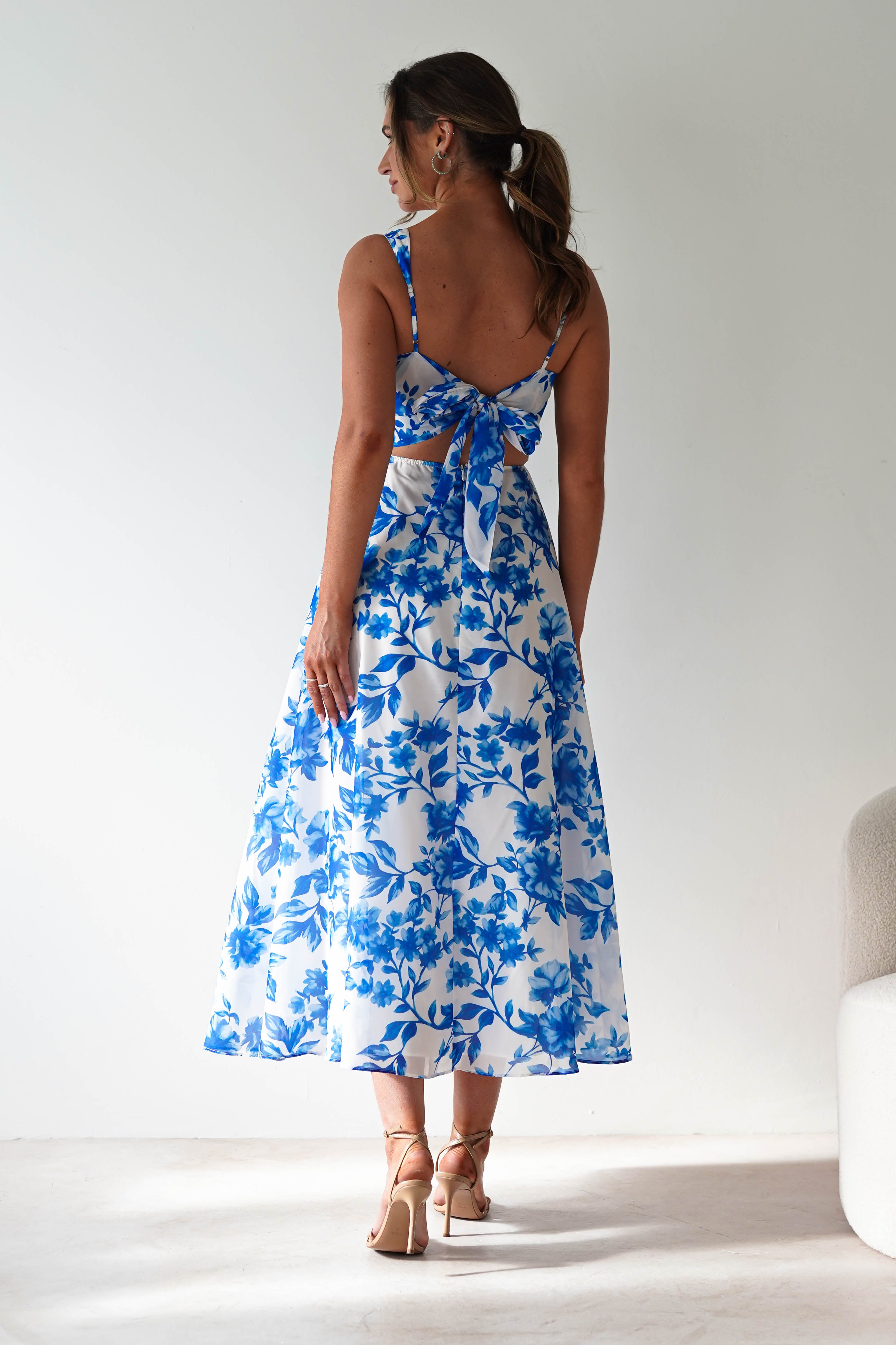 Maisie Floral Skater Maxi Dress | Blue | Oh Hello Clothing | XS (6)