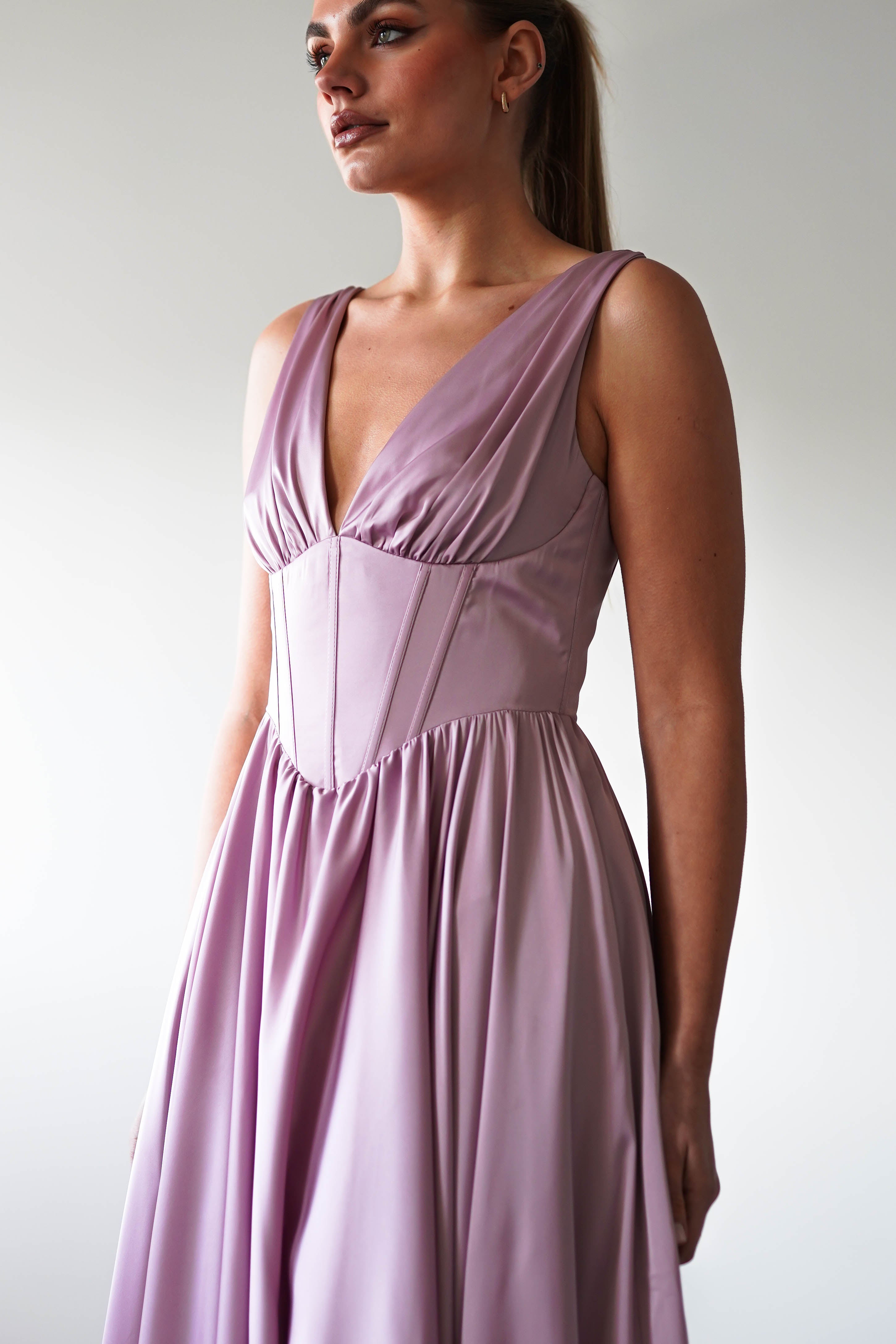Scarlette Soft Satin Maxi Gown | Mauve - Oh Hello Clothing