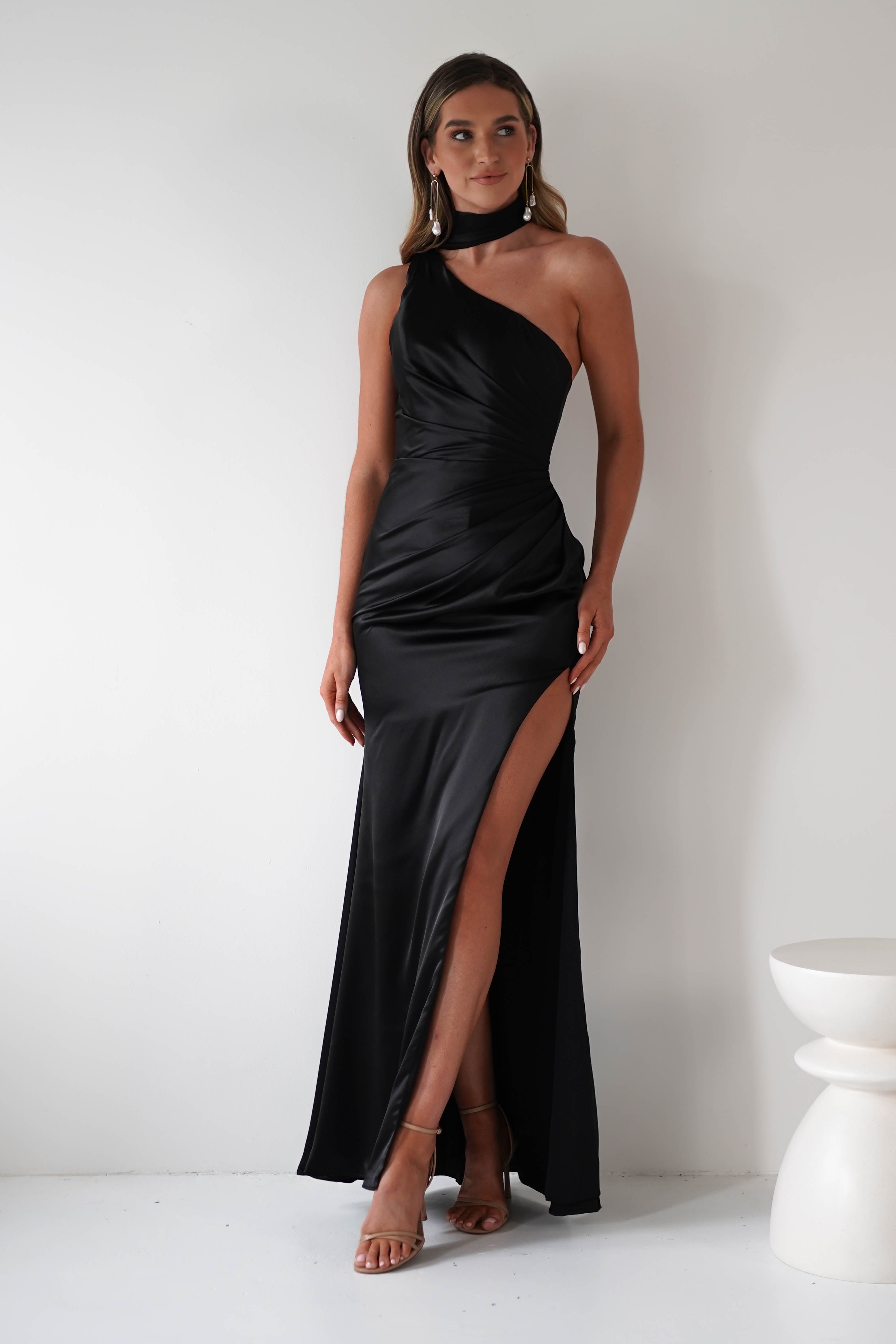 Aletta Soft Satin Maxi Gown | Black | Oh Hello Clothing | XS (6)