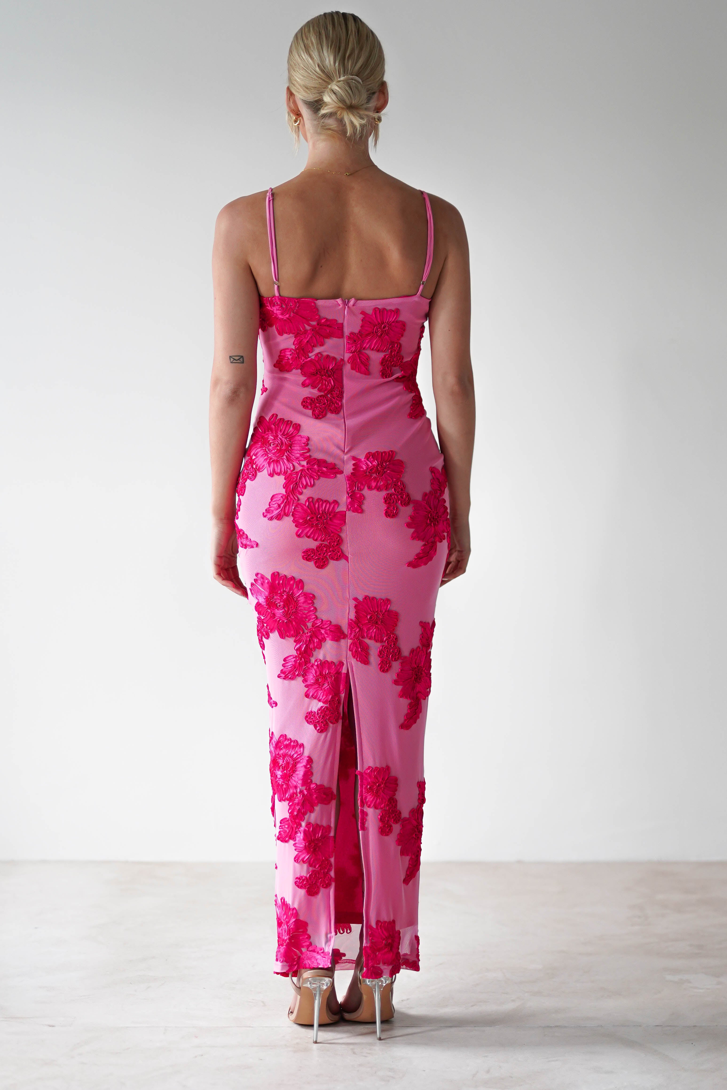 Adora Floral Mesh Maxi Dress | Pink | Oh Hello Clothing | XS (6)