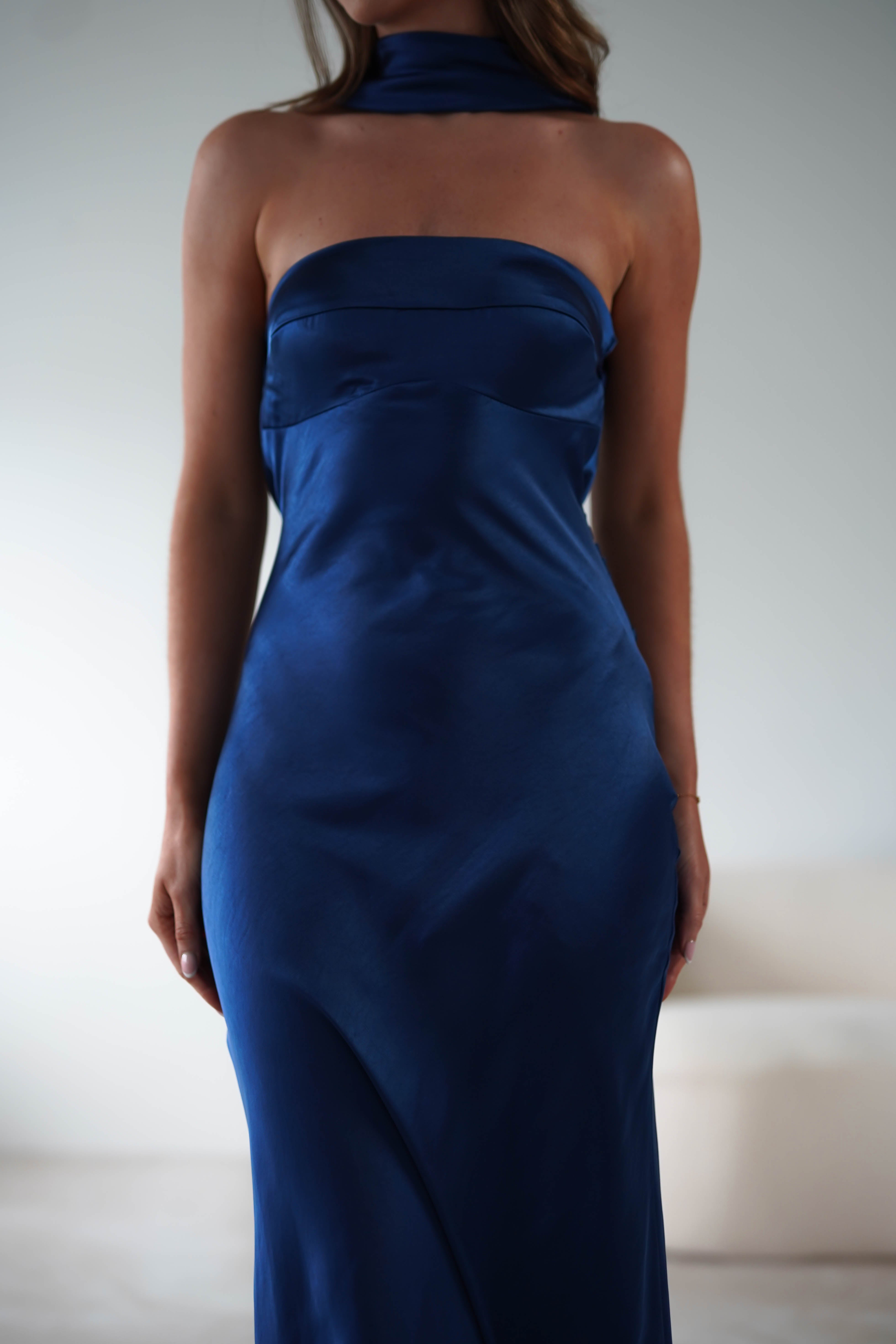 Alice Soft Satin Maxi Dress | Navy | Oh Hello Clothing | XS (6)