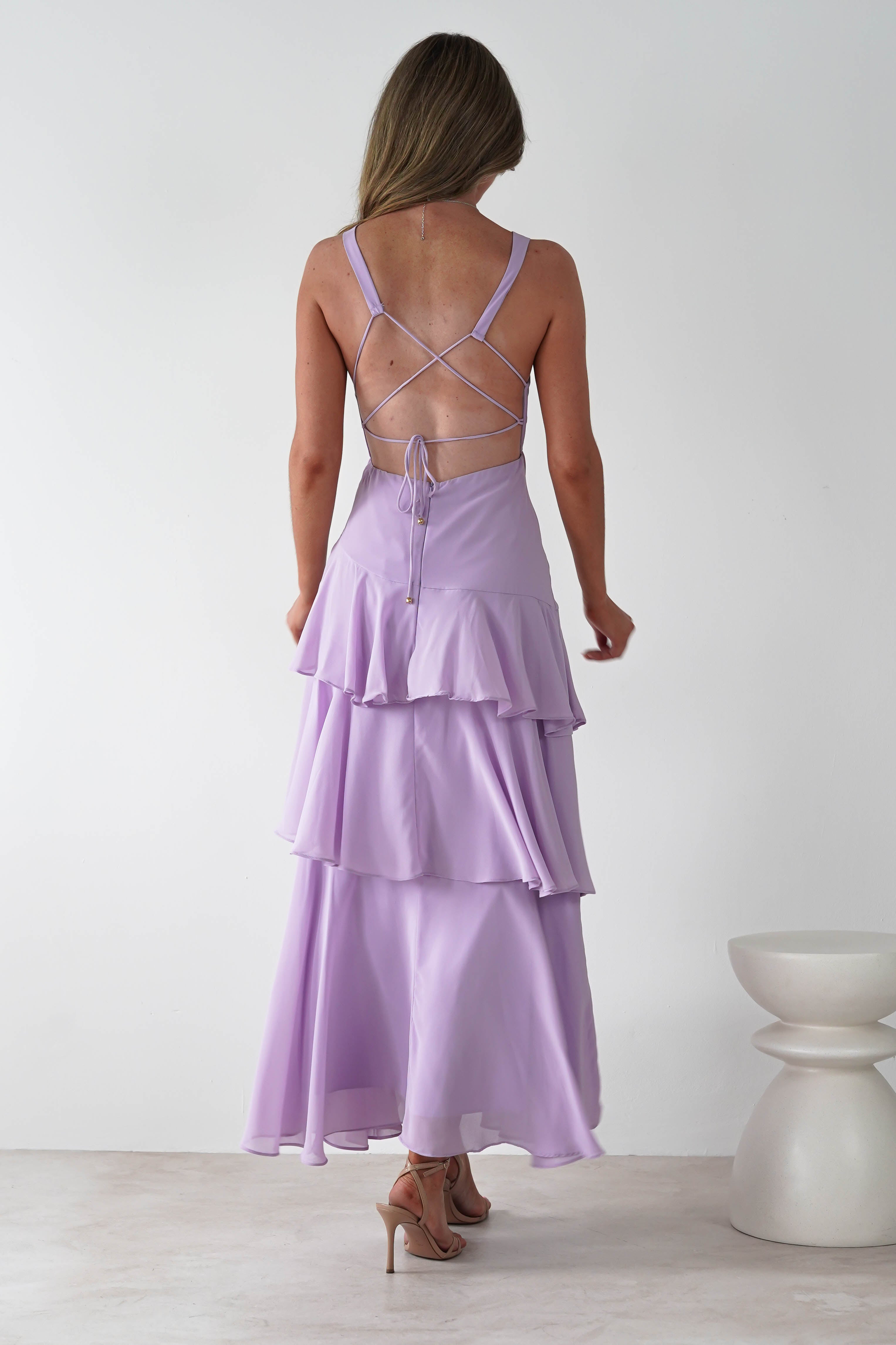 Andalusia Ruffle Maxi Dress | Lilac | Oh Hello Clothing | XS (6)