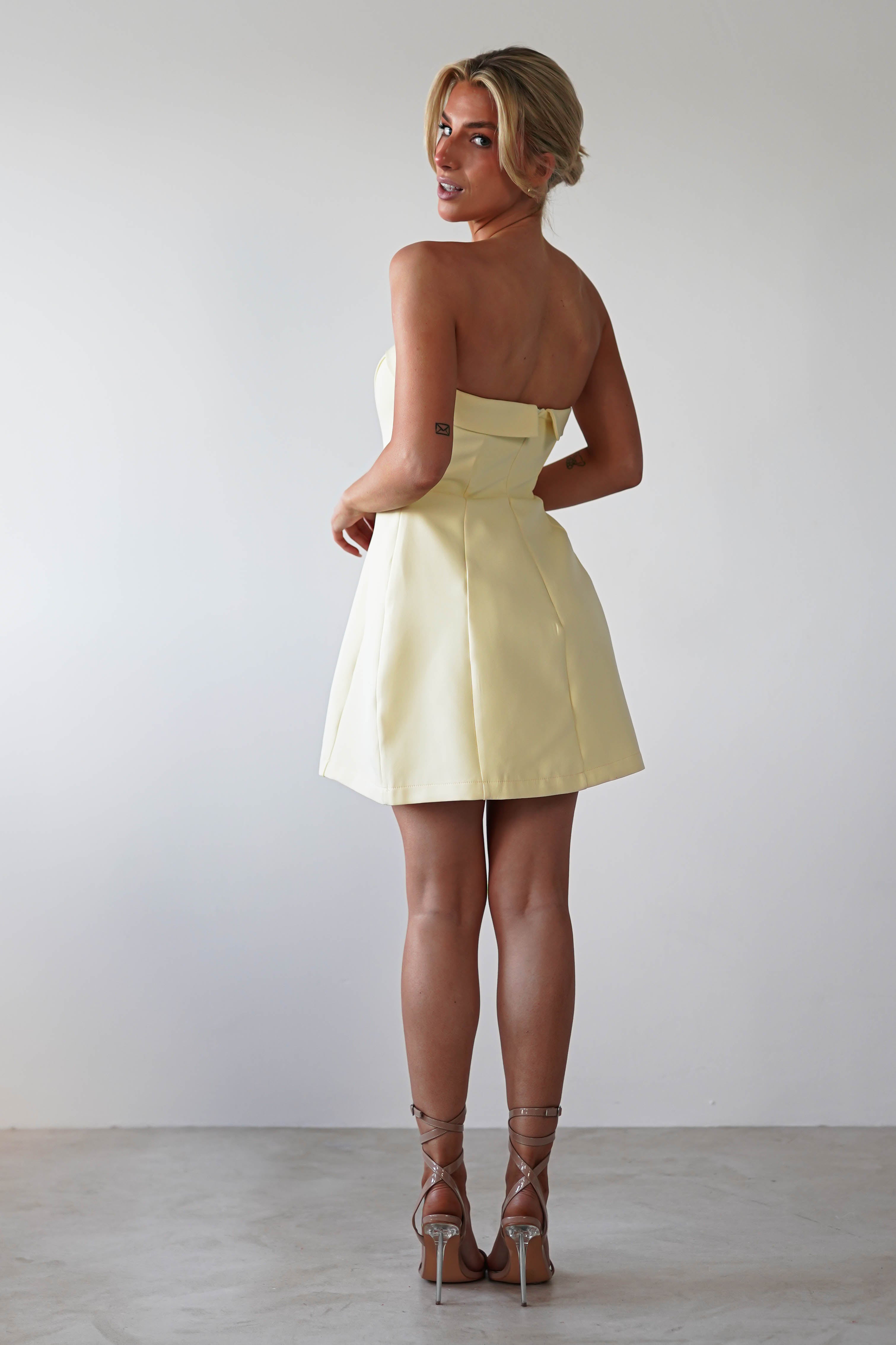 Angelica Structured Mini Dress | Yellow | Oh Hello Clothing | XS (6)