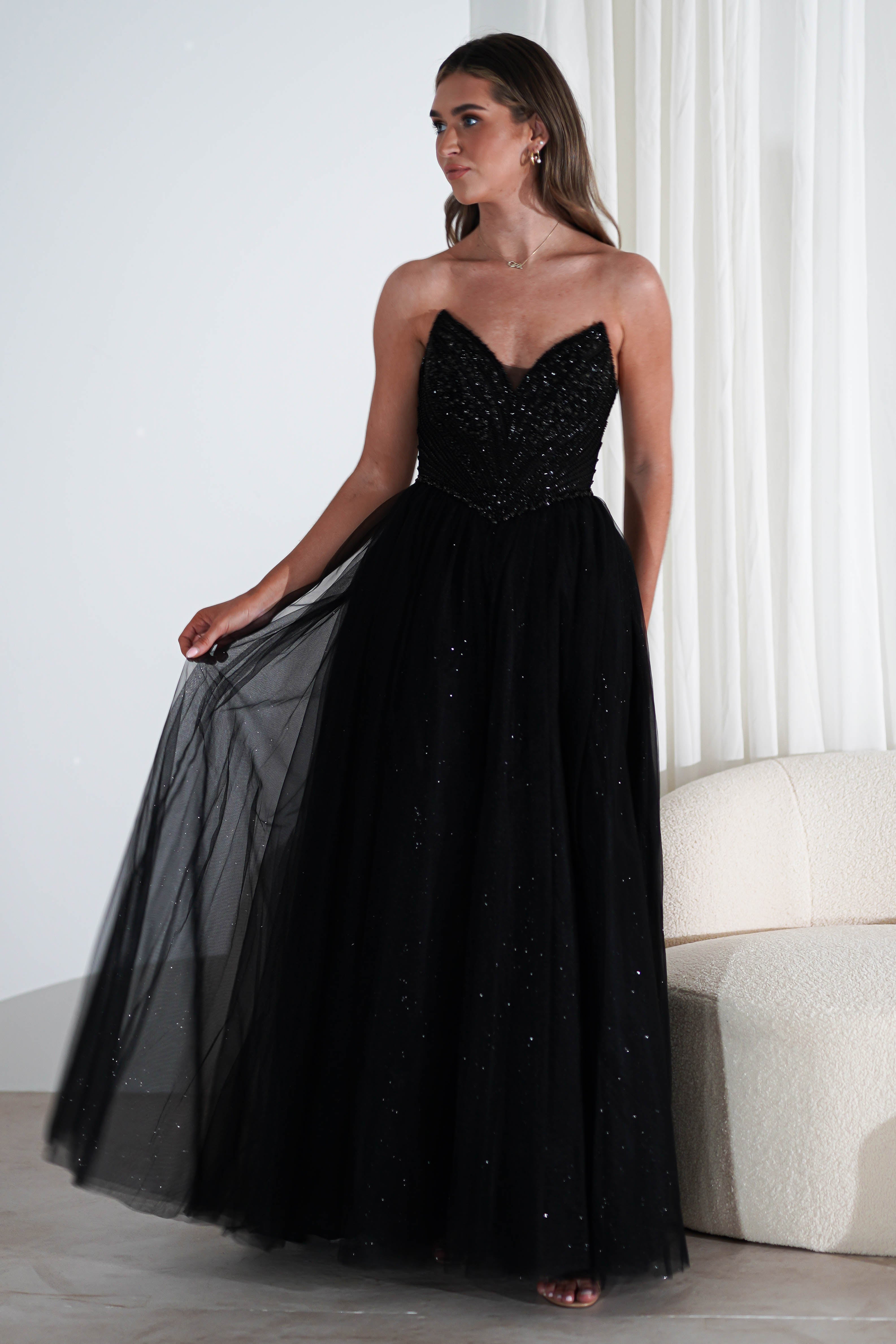 Priscilla Princess Glitter Gown | Black | Oh Hello Clothing | XS (6)