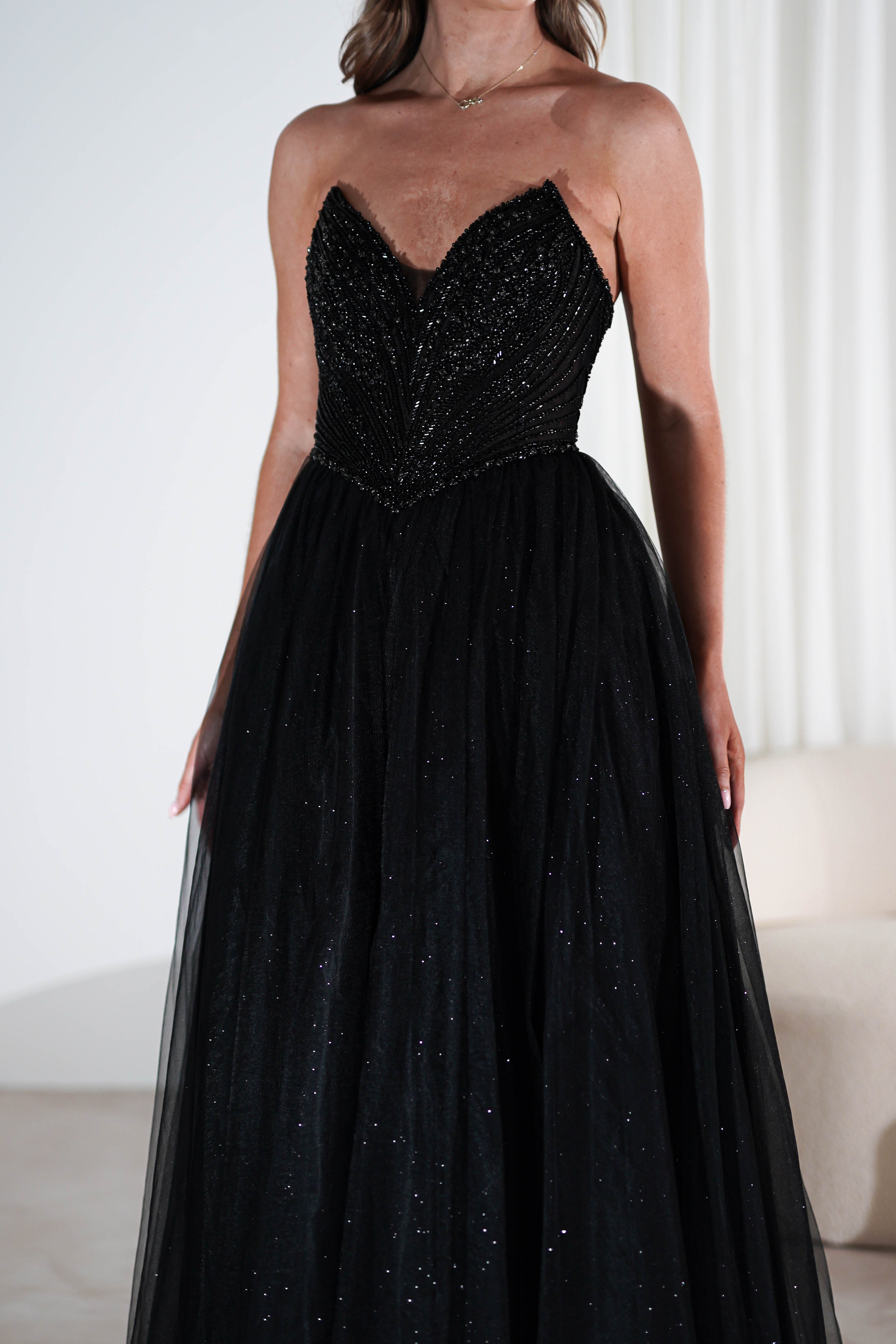 Priscilla Princess Glitter Gown | Black | Oh Hello Clothing | XS (6)