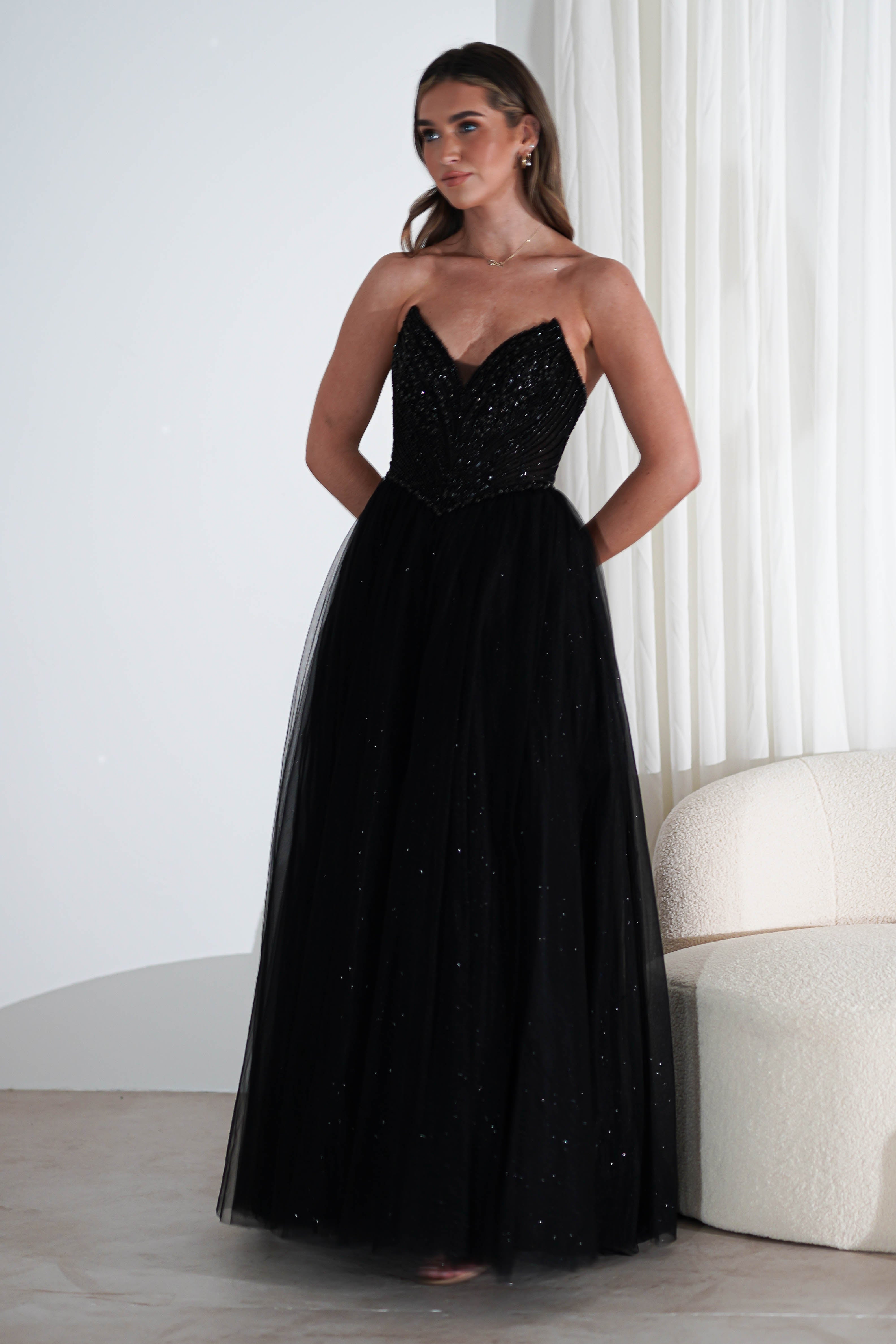 Priscilla Princess Glitter Gown | Black | Oh Hello Clothing | XS (6)