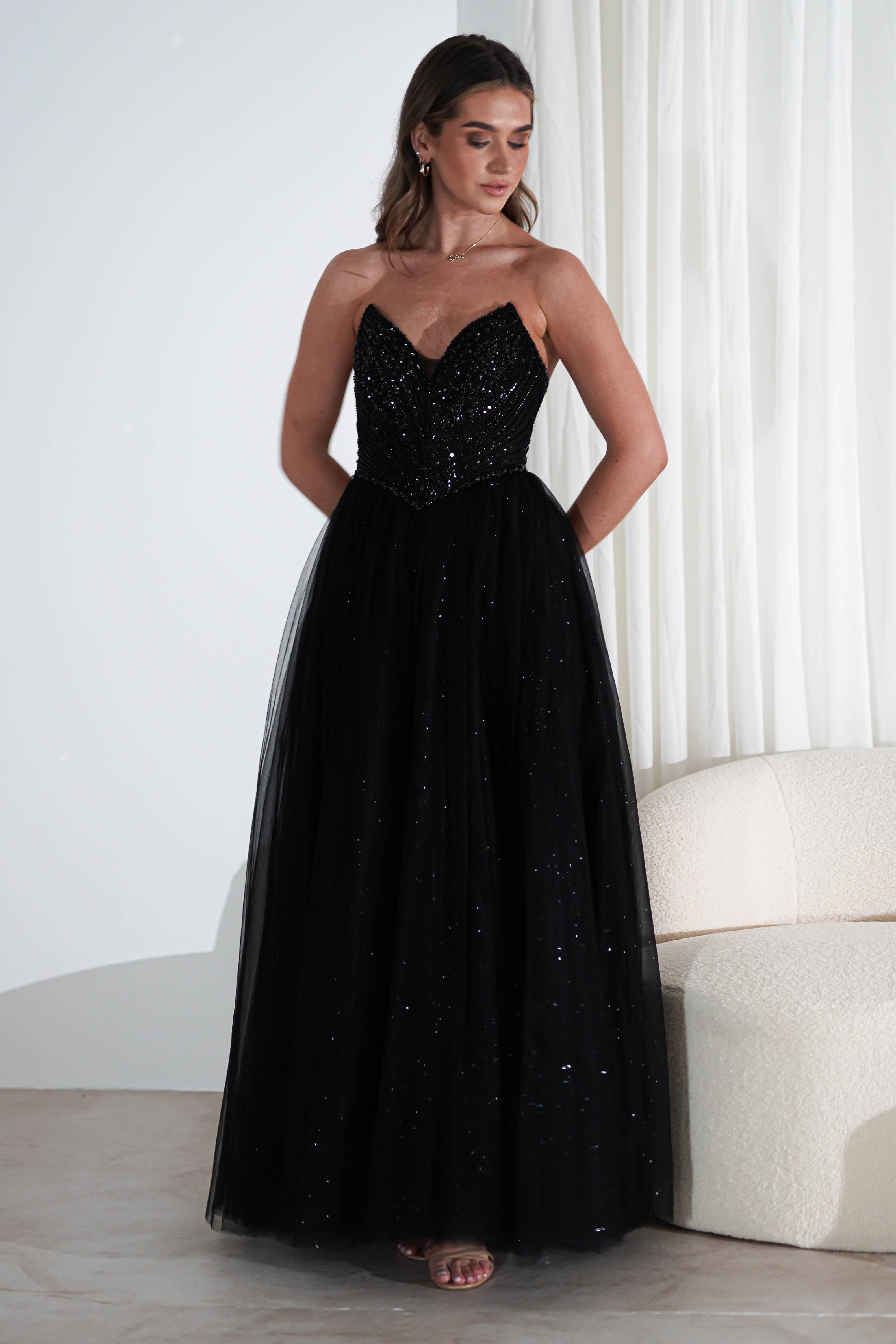 Priscilla Princess Glitter Gown | Black | Oh Hello Clothing | XS (6)
