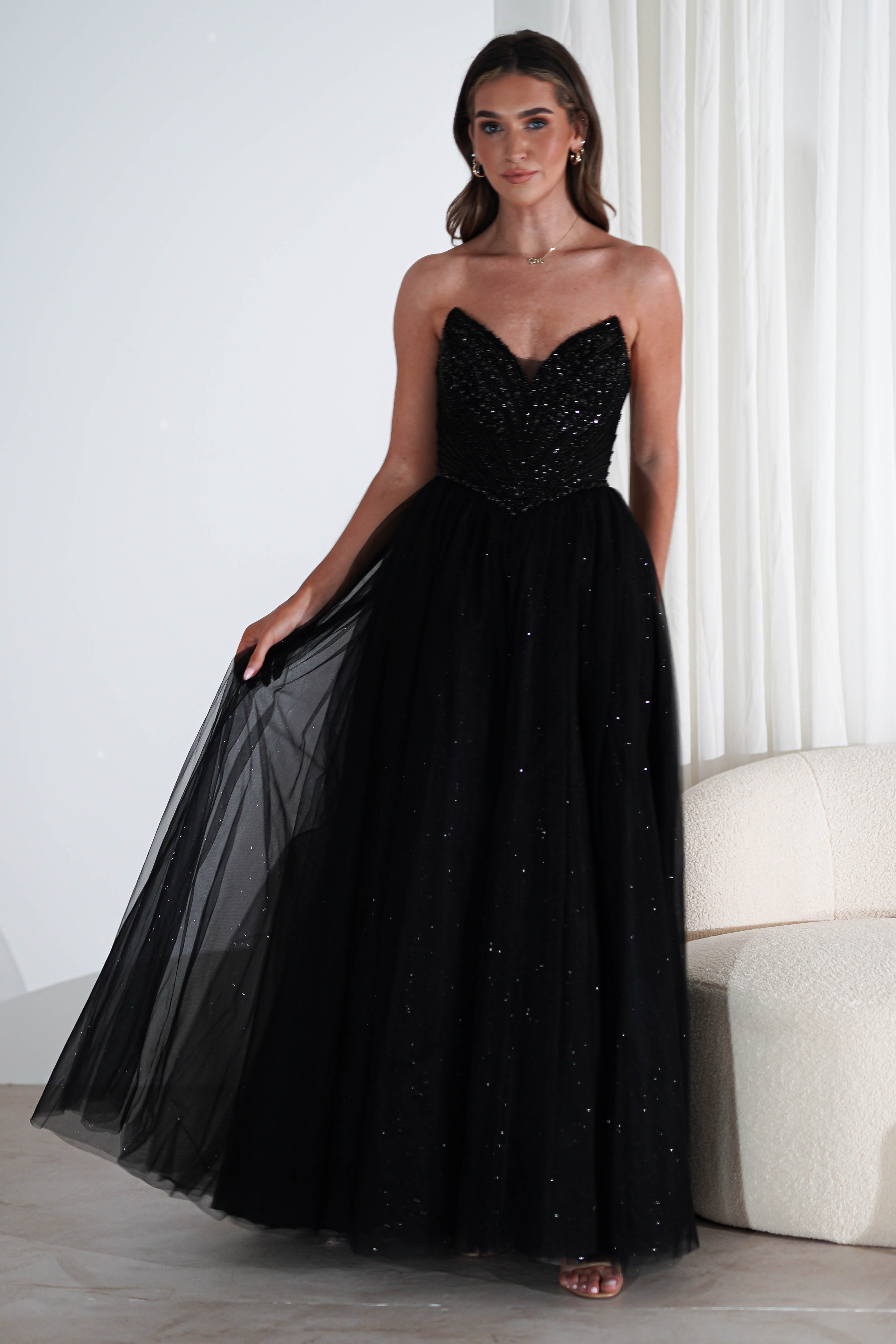 Priscilla Princess Glitter Gown | Black | Oh Hello Clothing | XS (6)