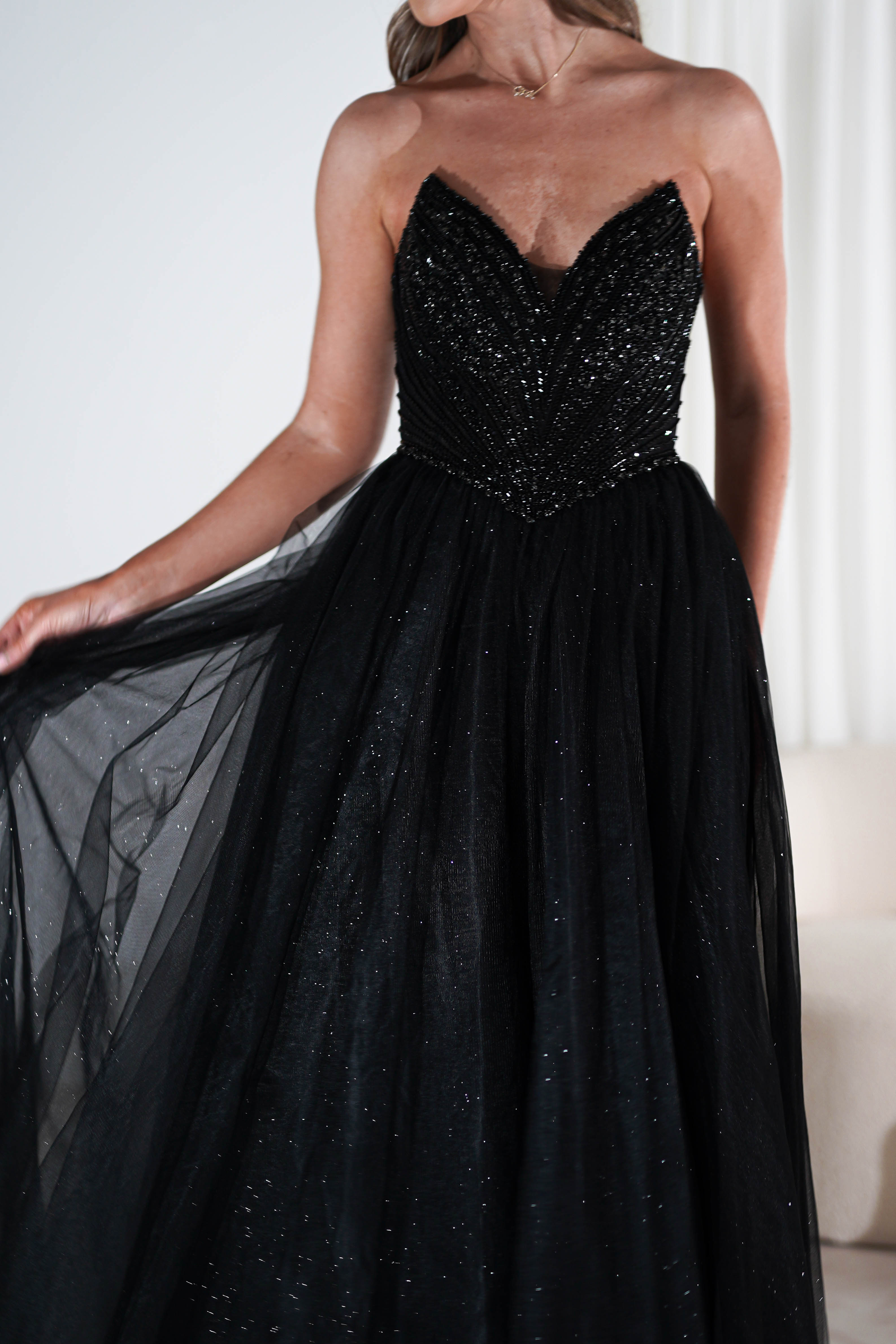 Priscilla Princess Glitter Gown | Black | Oh Hello Clothing | XS (6)