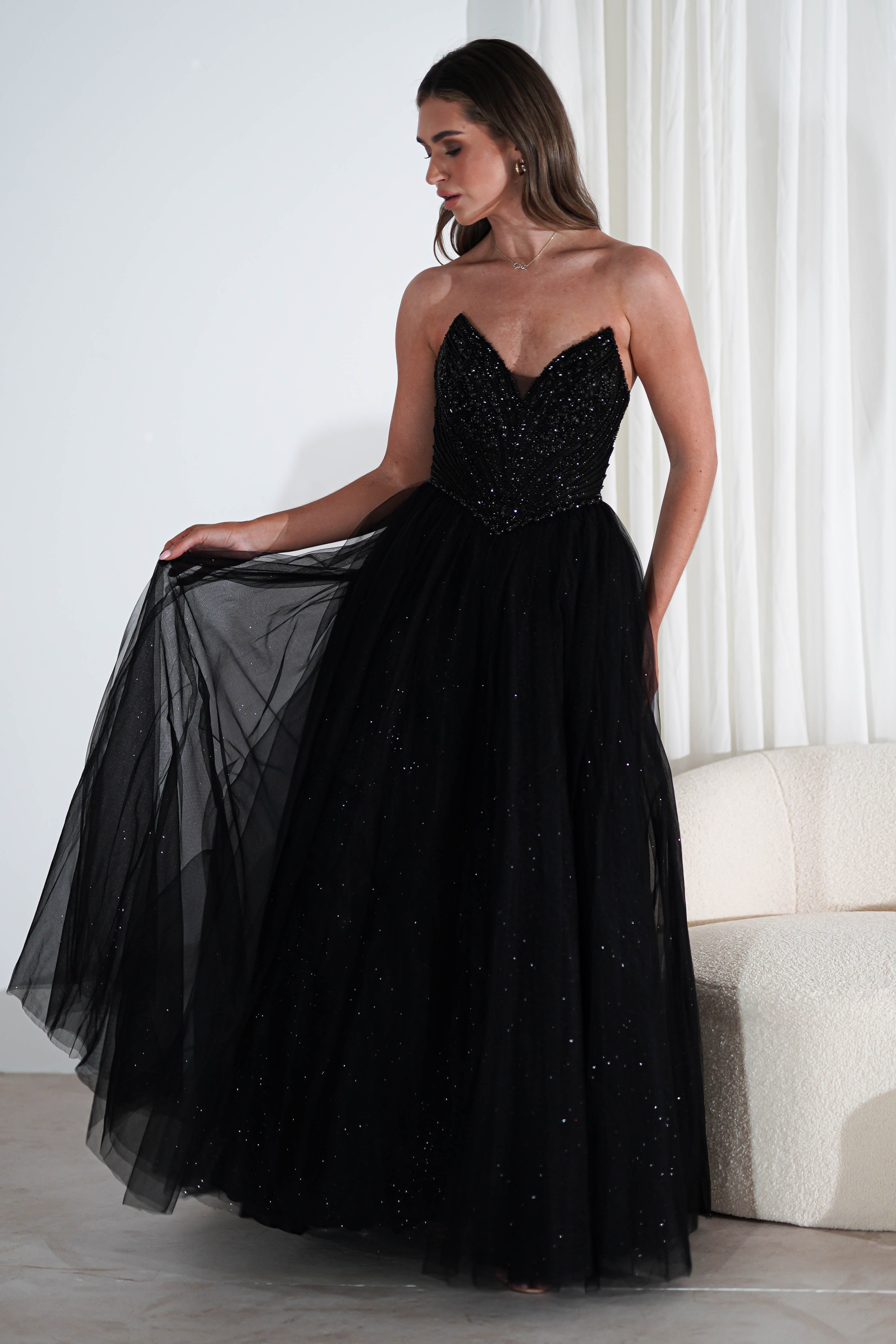 Priscilla Princess Glitter Gown | Black | Oh Hello Clothing | XS (6)