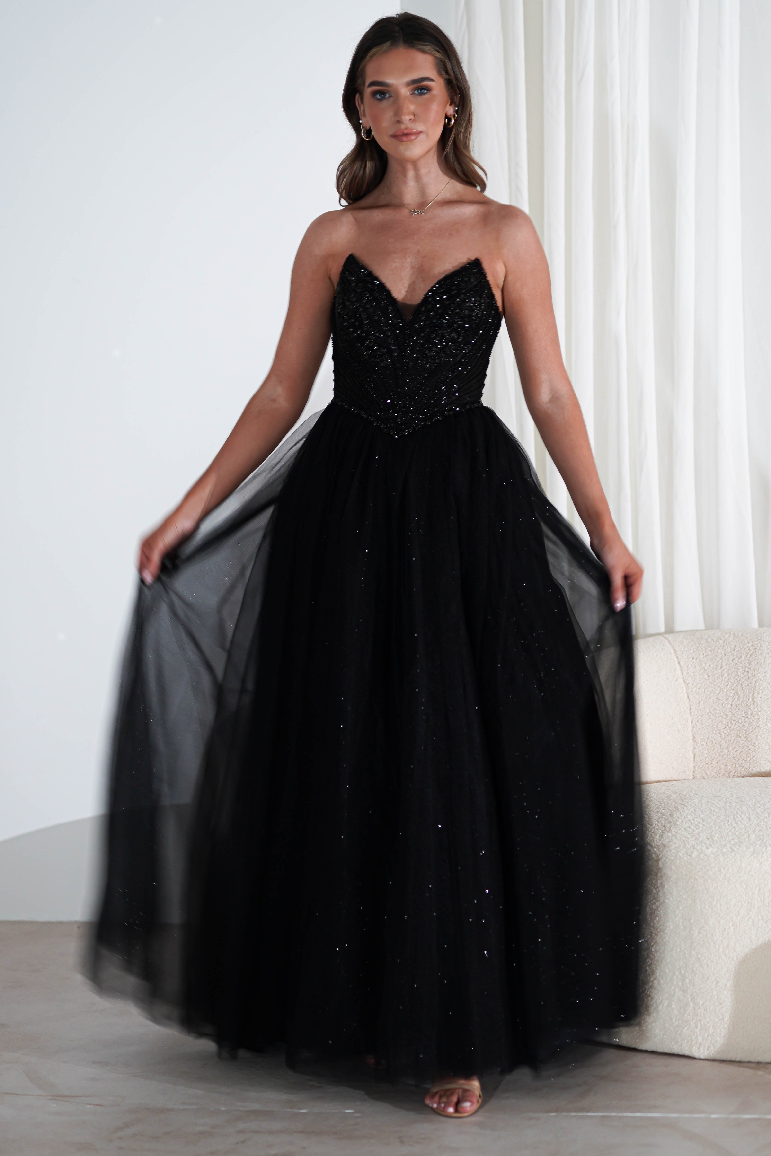 Priscilla Princess Glitter Gown | Black | Oh Hello Clothing | XS (6)