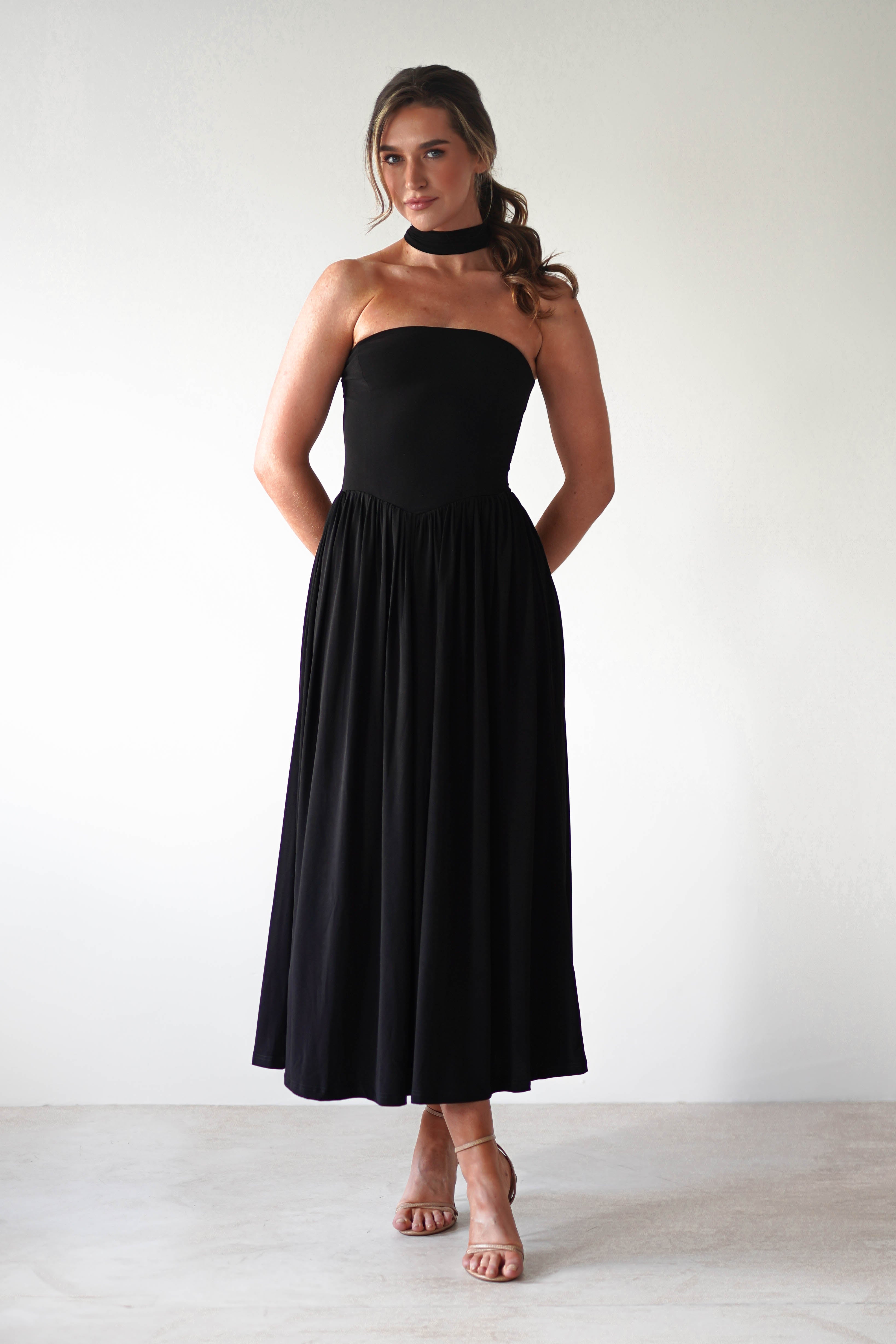 Portugal Midaxi Dress | Black | Oh Hello Clothing | XS (6)