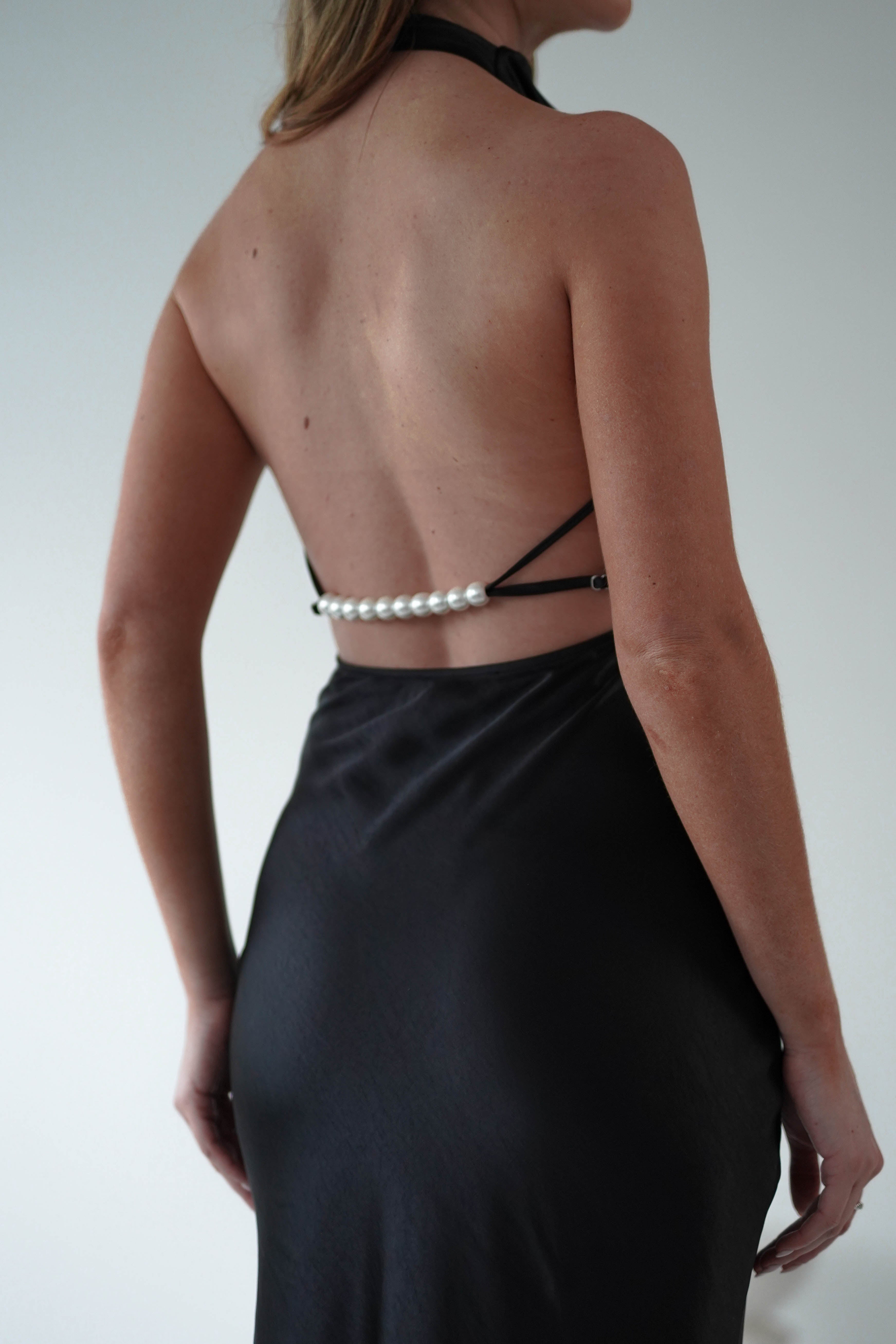 Capriana Pearl Back Maxi Dress | Black | Oh Hello Clothing | XS (6)