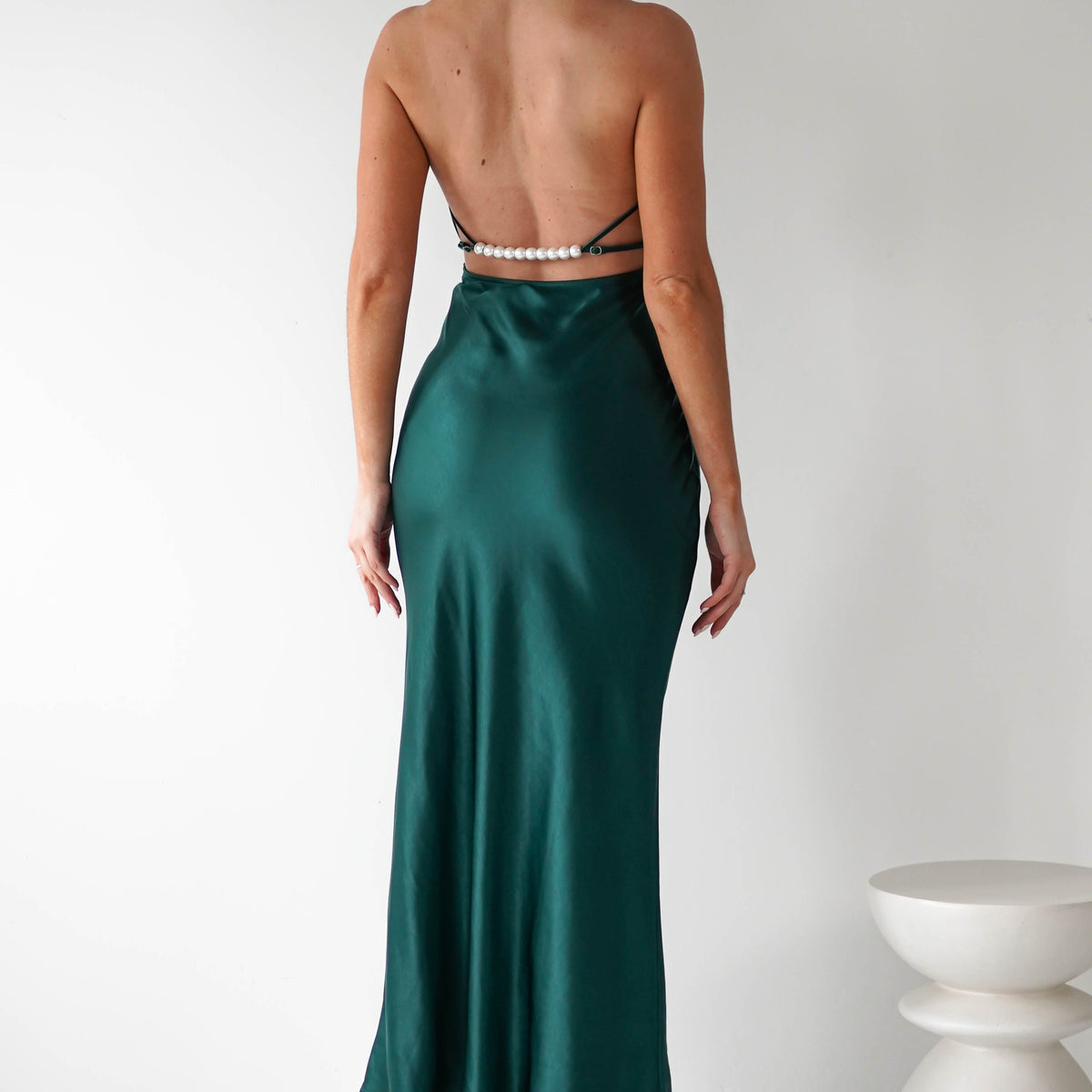 Capriana Pearl Back Maxi Dress Emerald | Wedding Guest Dress