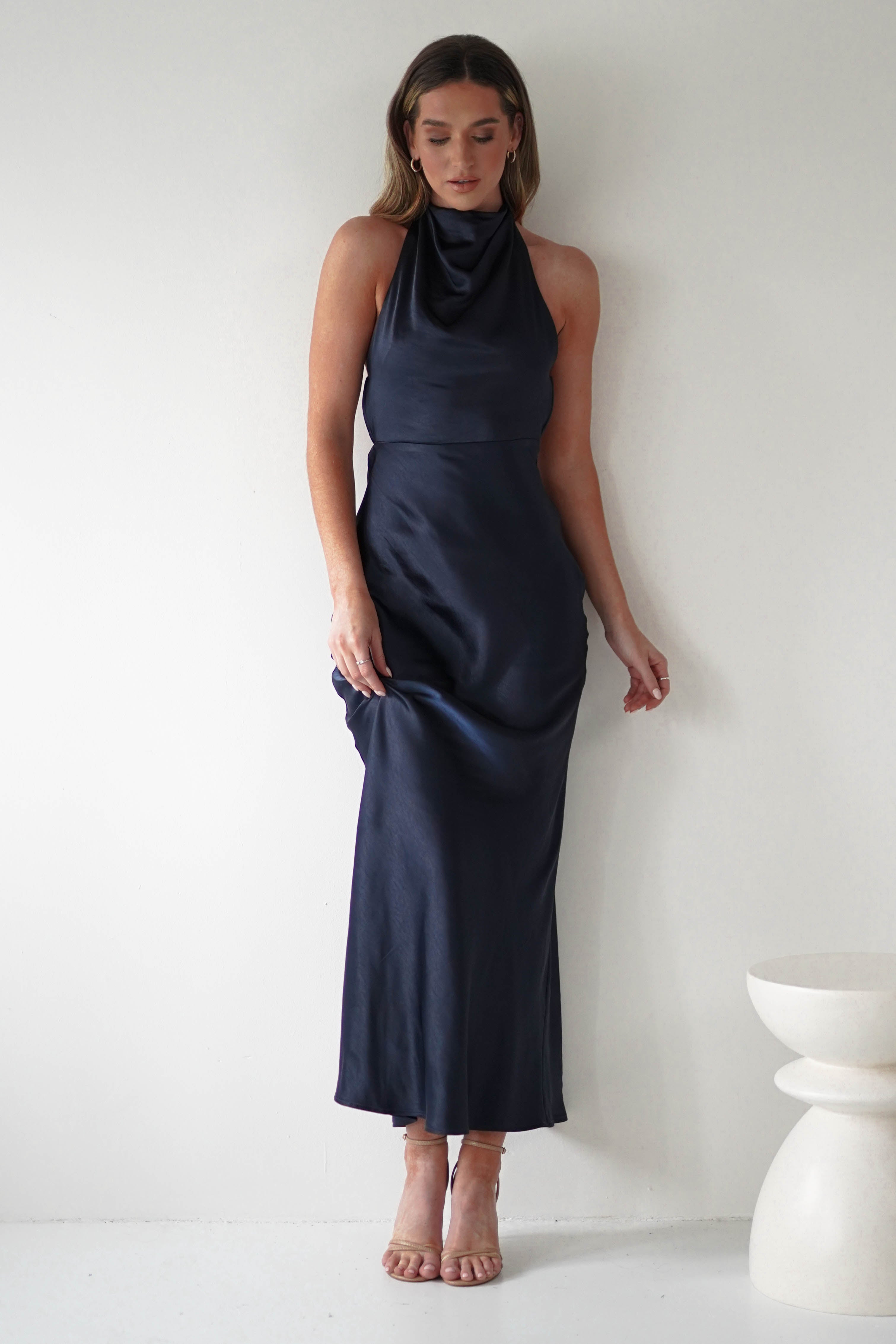 Capriana Pearl Back Maxi Dress | Navy | Oh Hello Clothing | XS (6)
