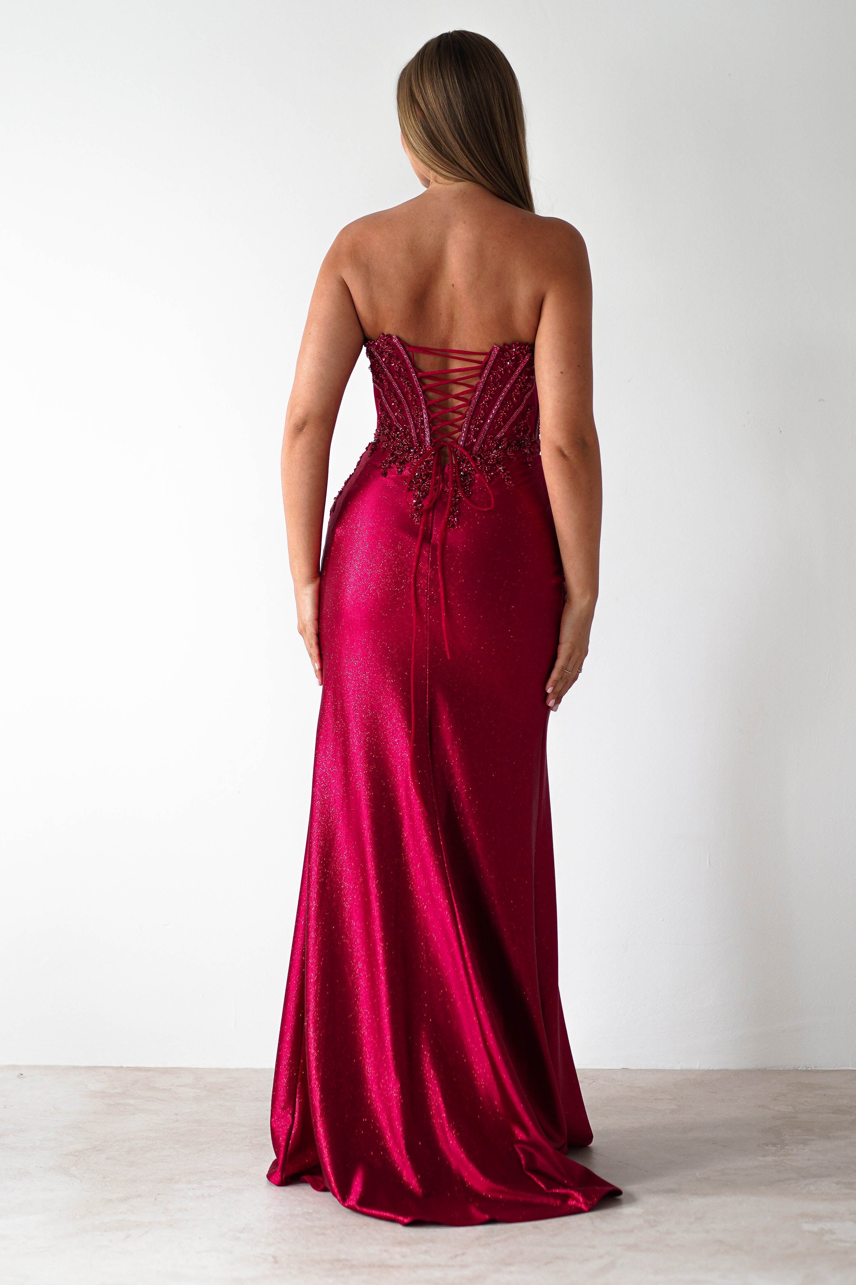Caspian Embellished Bodycon Gown | Deep Red | Oh Hello Clothing | XS (6)