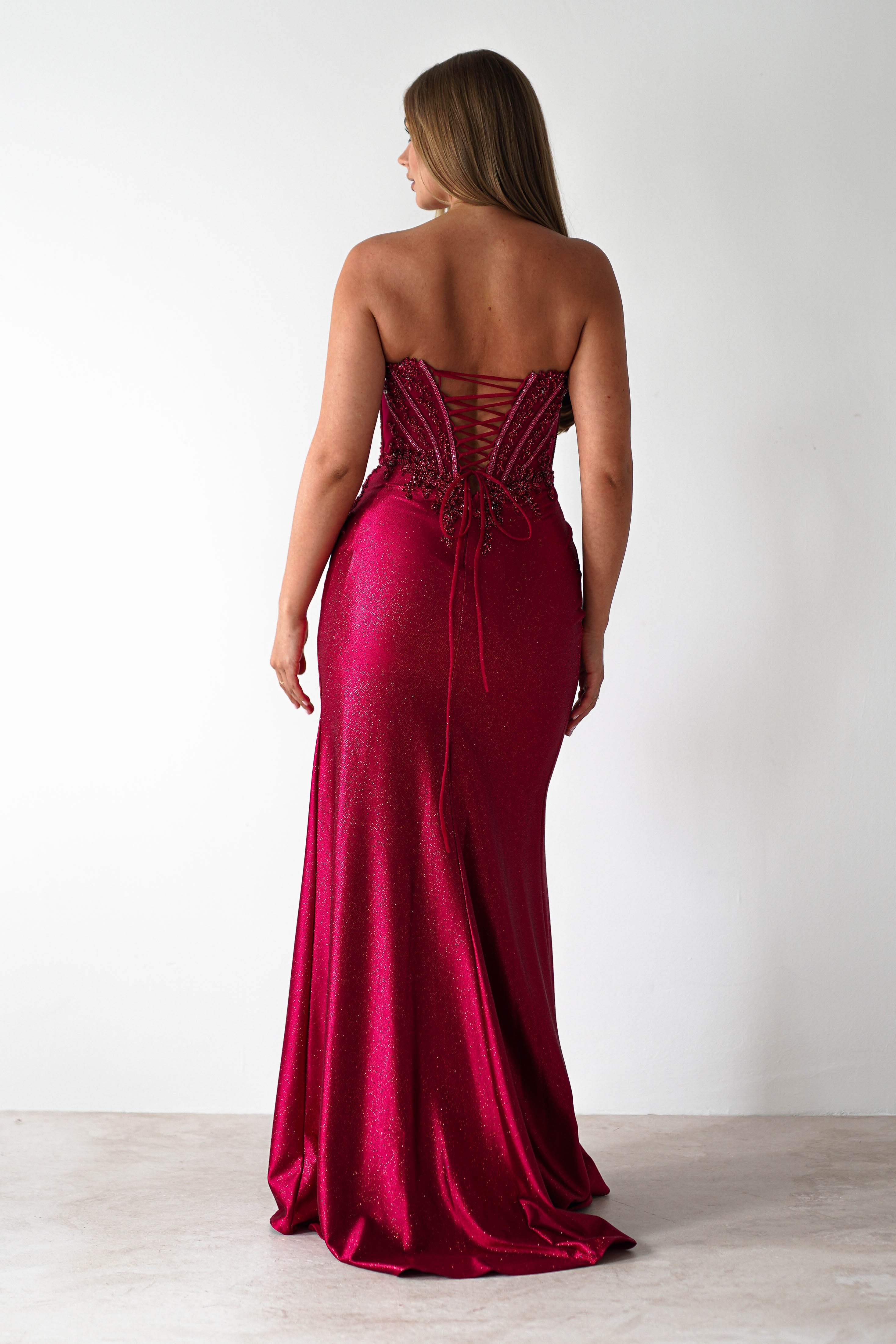 Caspian Embellished Bodycon Gown | Deep Red | Oh Hello Clothing | XS (6)