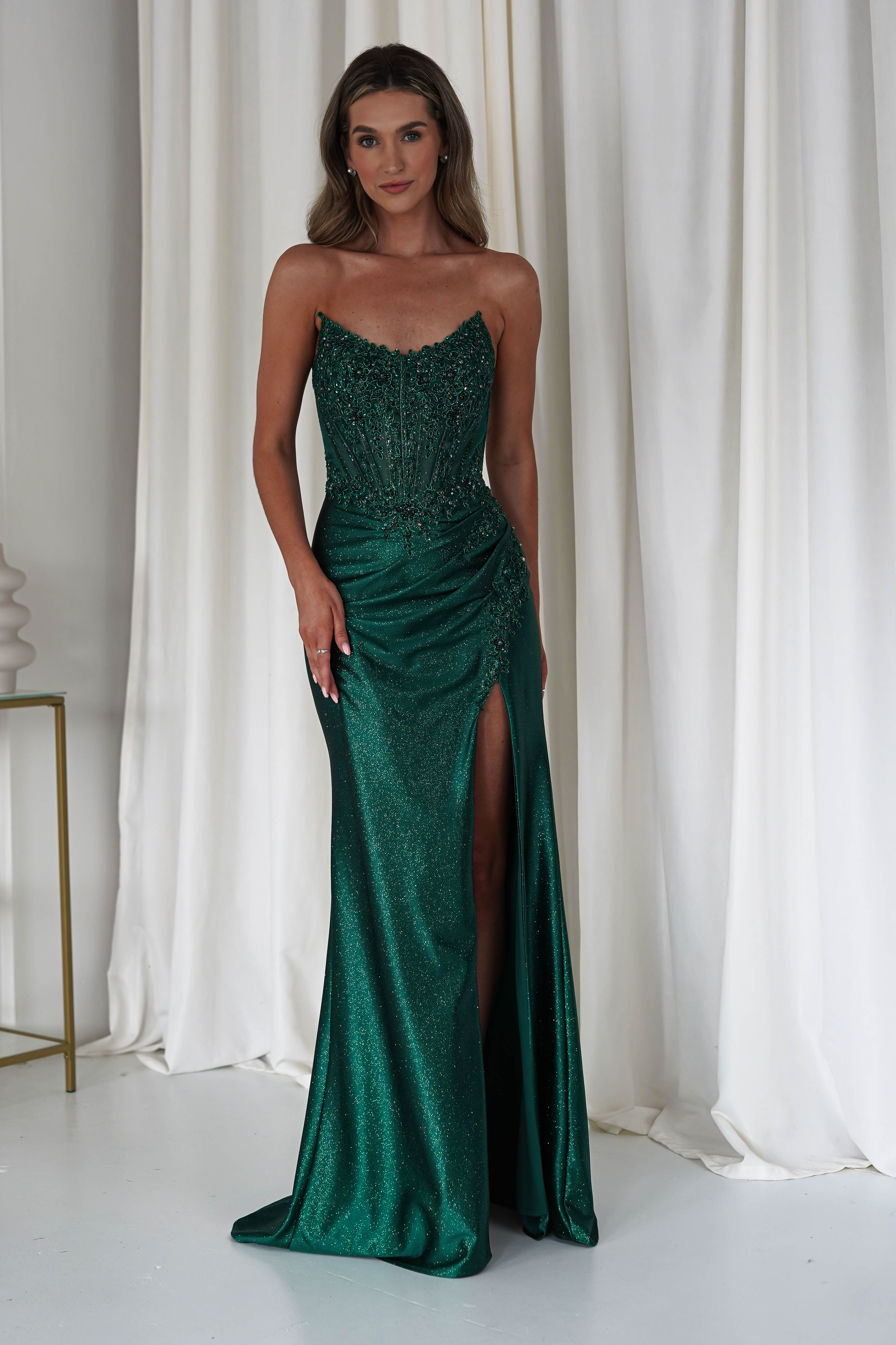 Caspian Embellished Bodycon Gown | Emerald Green | Oh Hello Clothing | XXS (4)