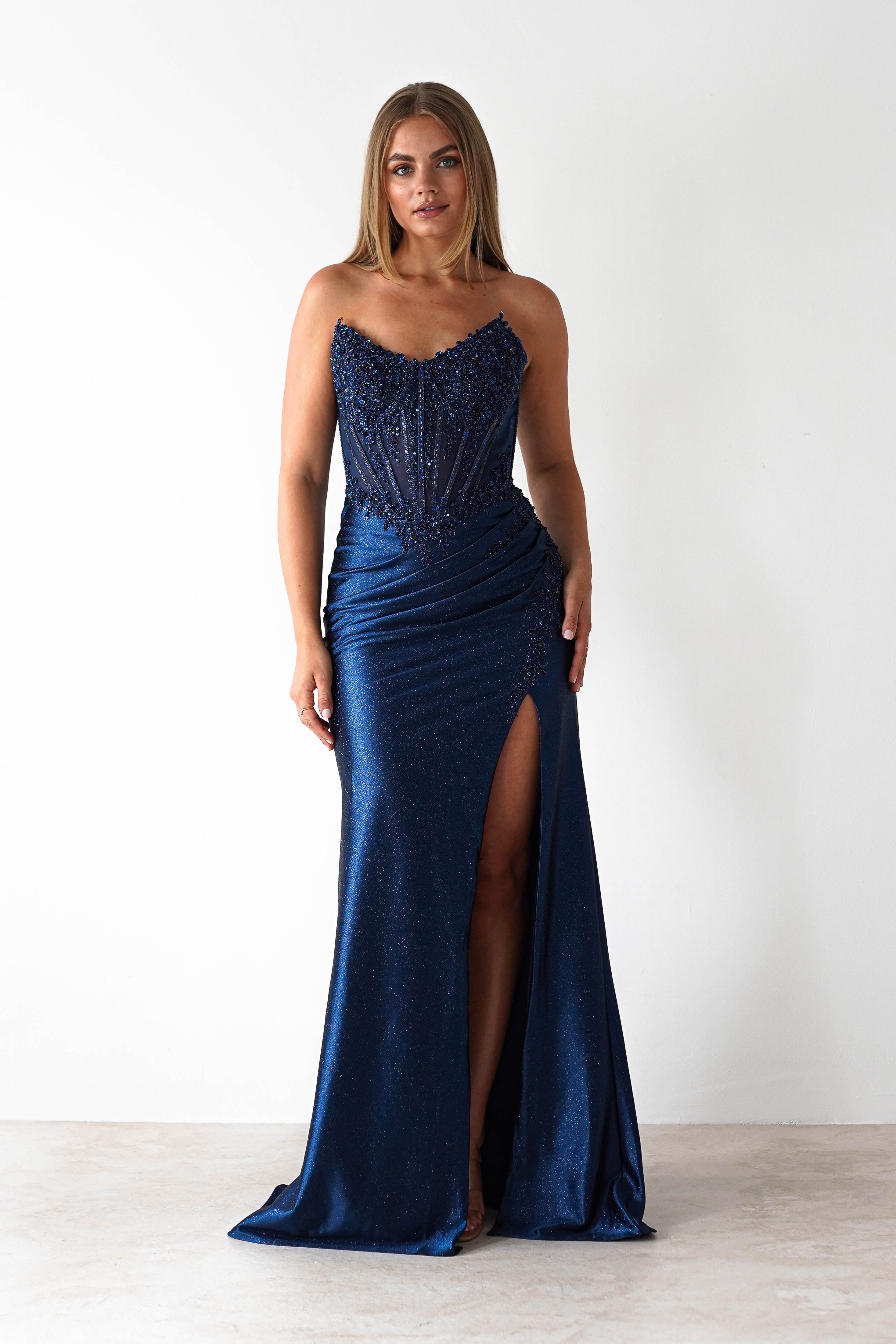 Caspian Embellished Bodycon Gown | Navy | Oh Hello Clothing | XXS (4)