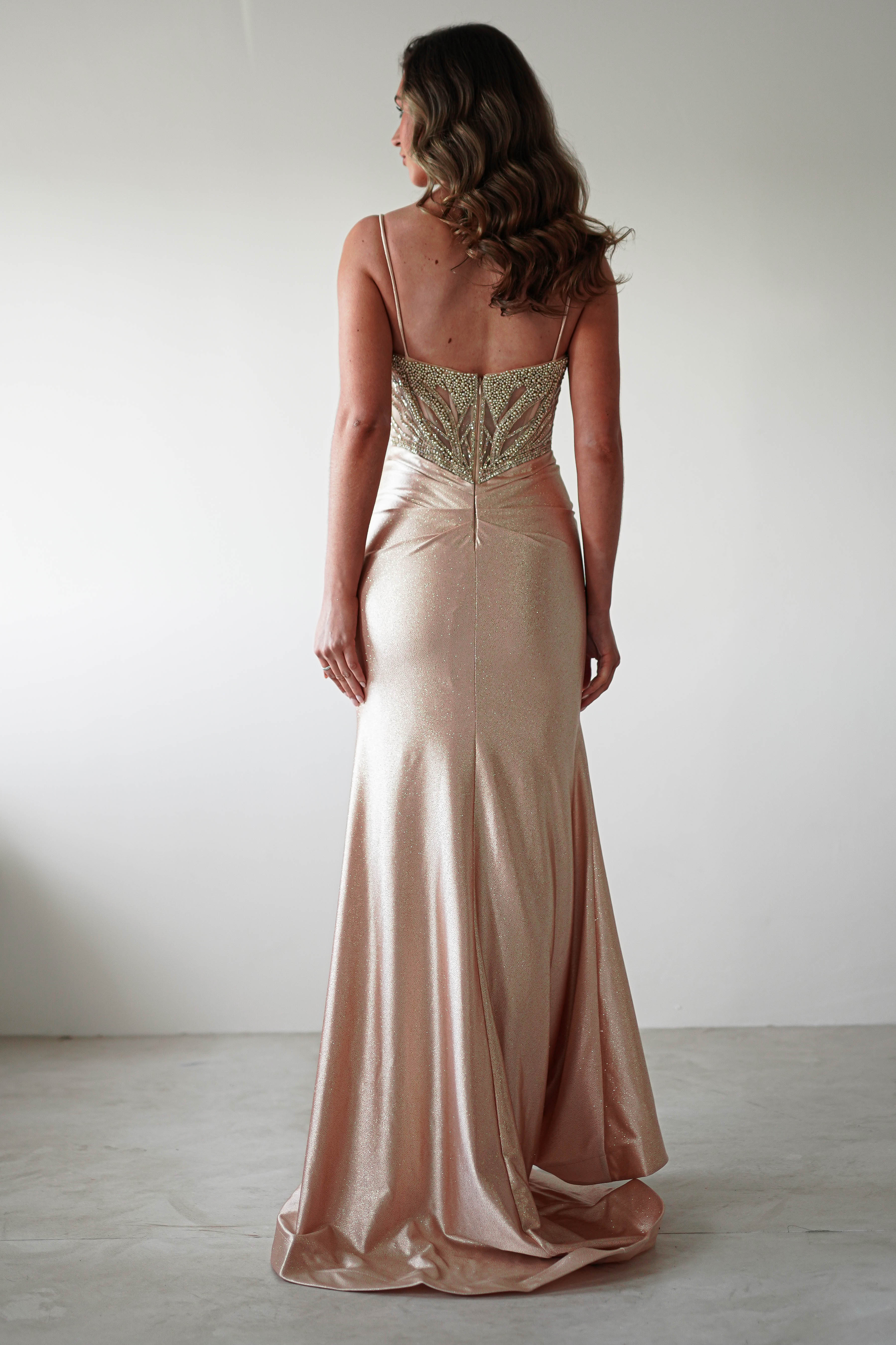 Tiah Glitter Embellished Gown | Gold - Oh Hello Clothing