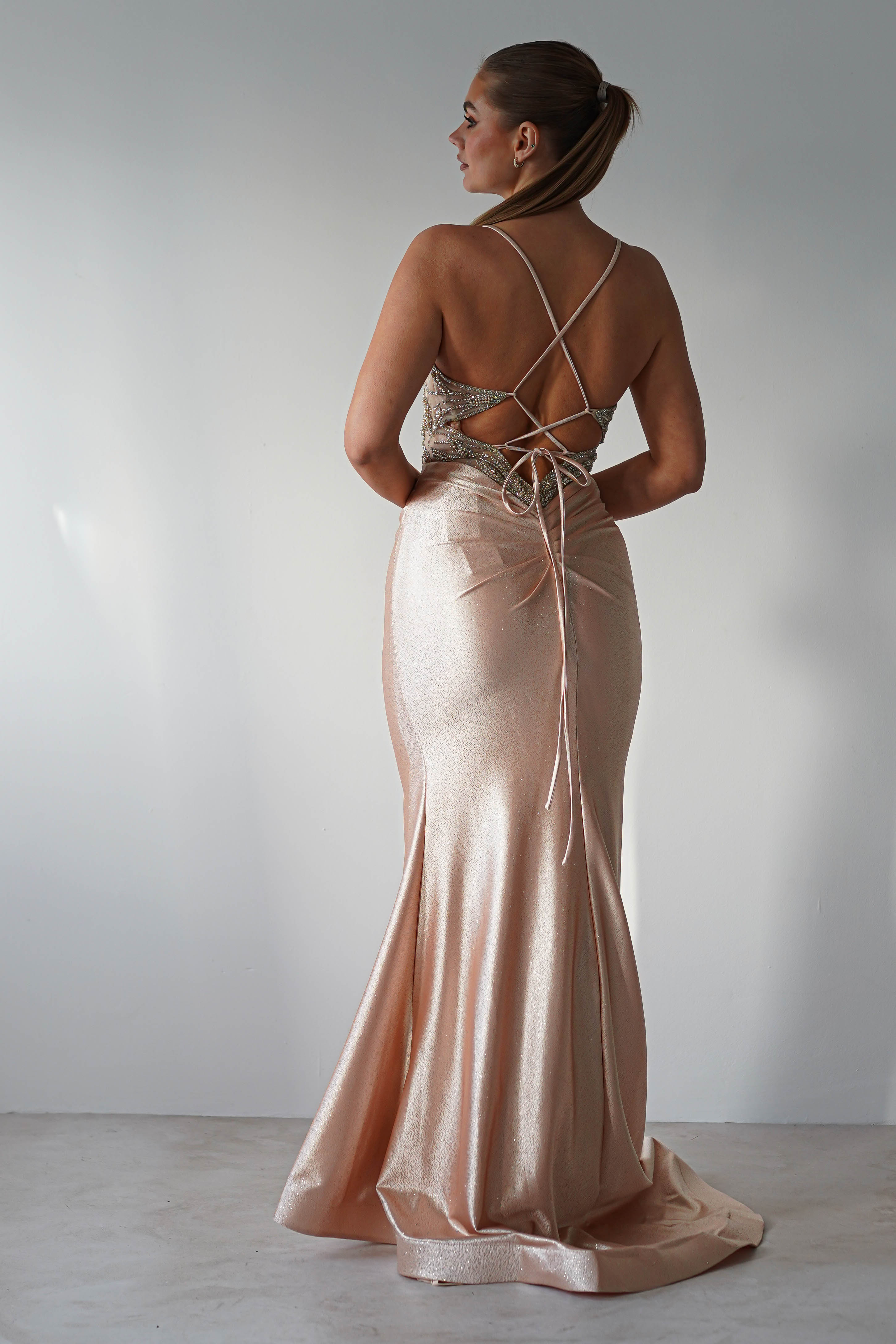 The Butterfly Embellished Bodycon Gown | Gold - Oh Hello Clothing